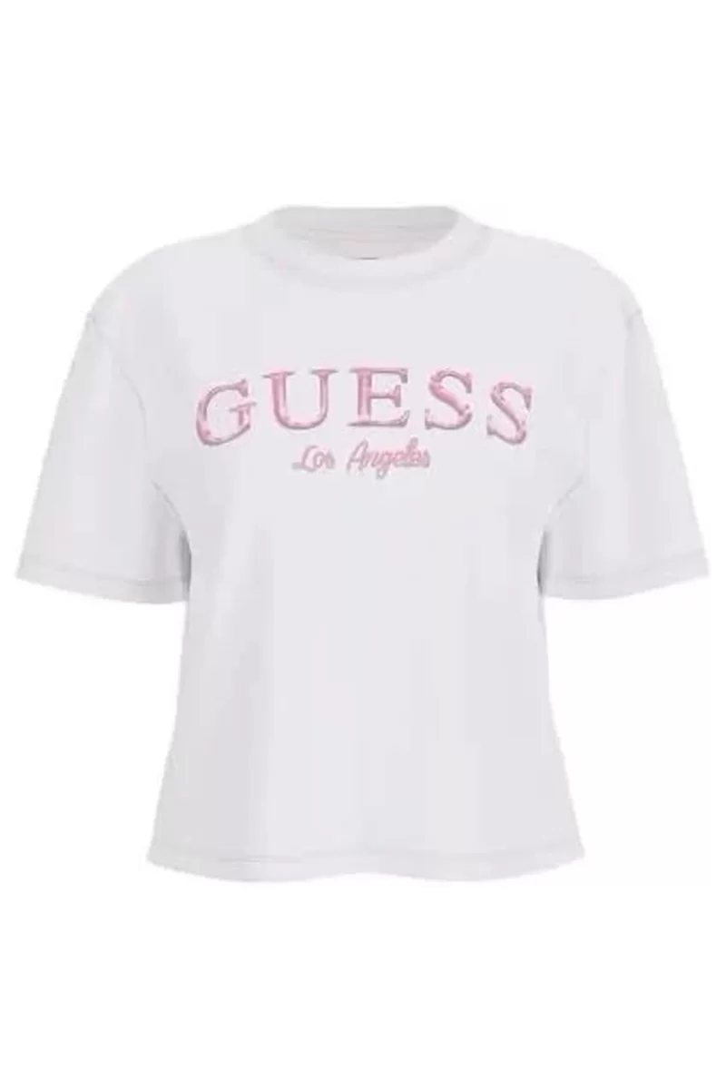 Guess CLEMATIS CROP KIMONO SS TEE Kadın Beyaz T-shirt V5GI09K9RM1-G011