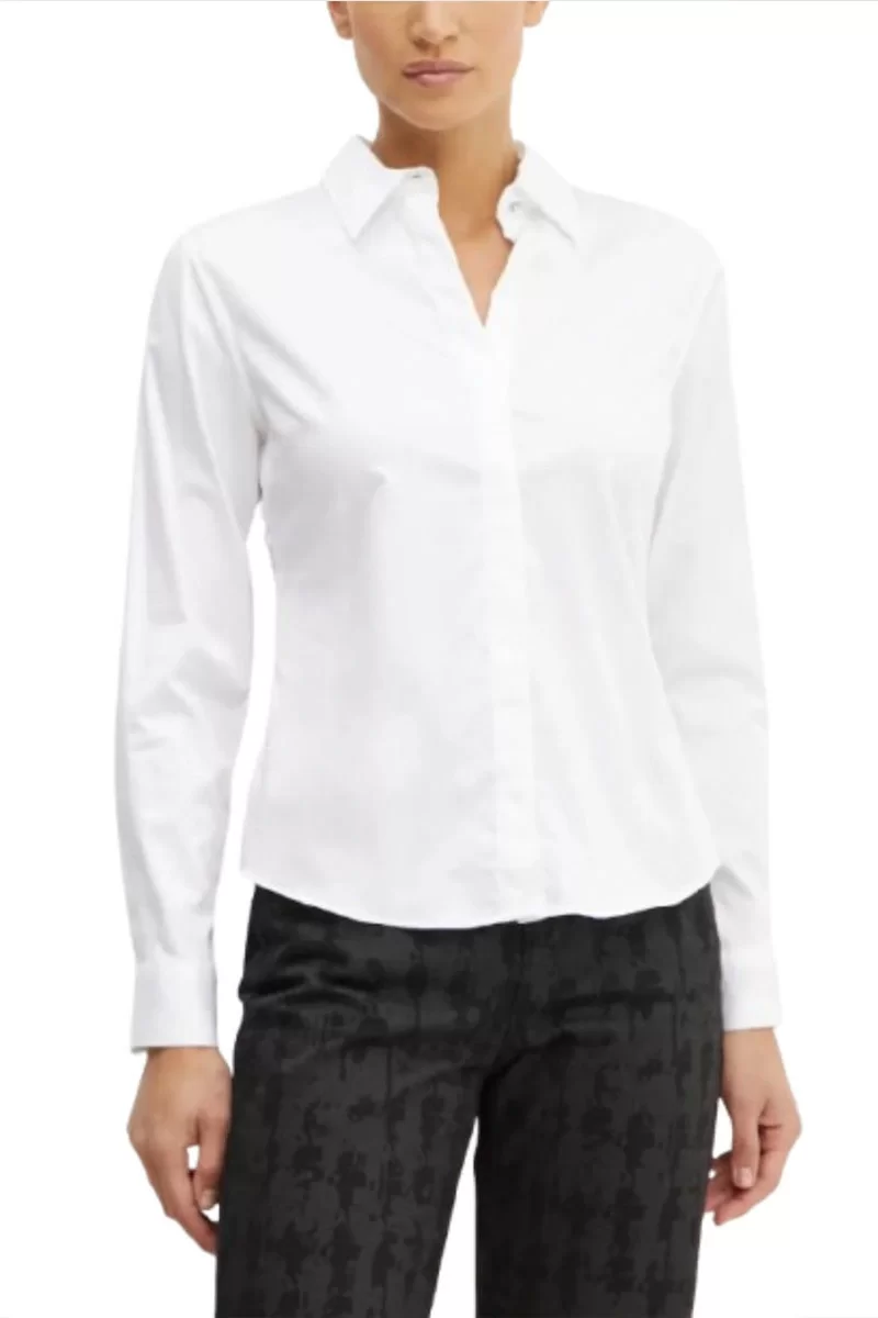 Guess TIZIANA LS LOGO CUFF SHIRT Kadın Beyaz Gömlek W5RH31WAF10-G011
