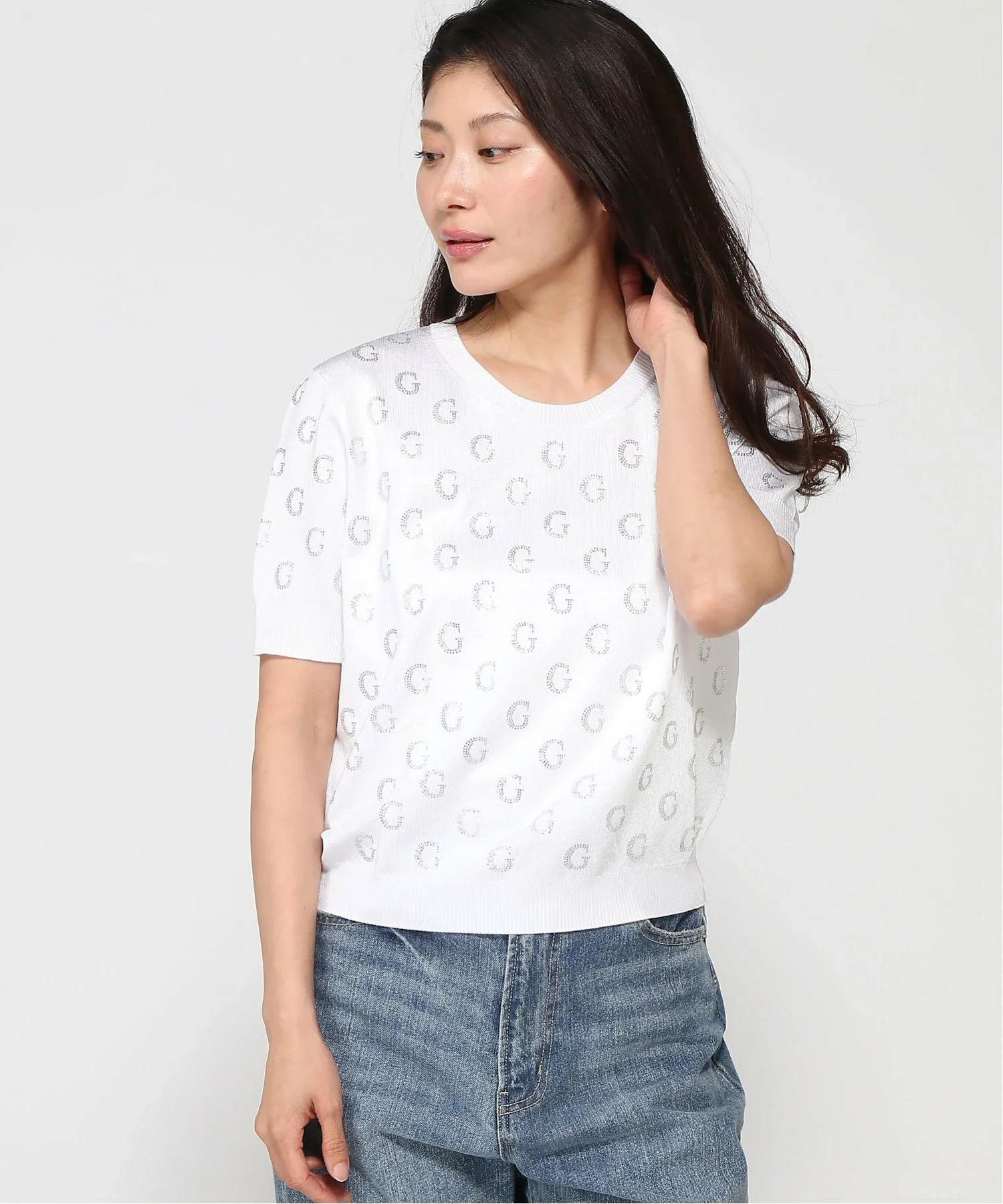 Guess JASMINE G CN SS BOXY SWTR Kadın Beyaz Kazak W5GR05Z3D60-G011
