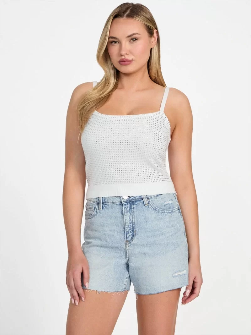 Guess KHLOE RHINESTONES TANK SWTR Kadın Beyaz Atlet W5GR47Z3MN2-G011