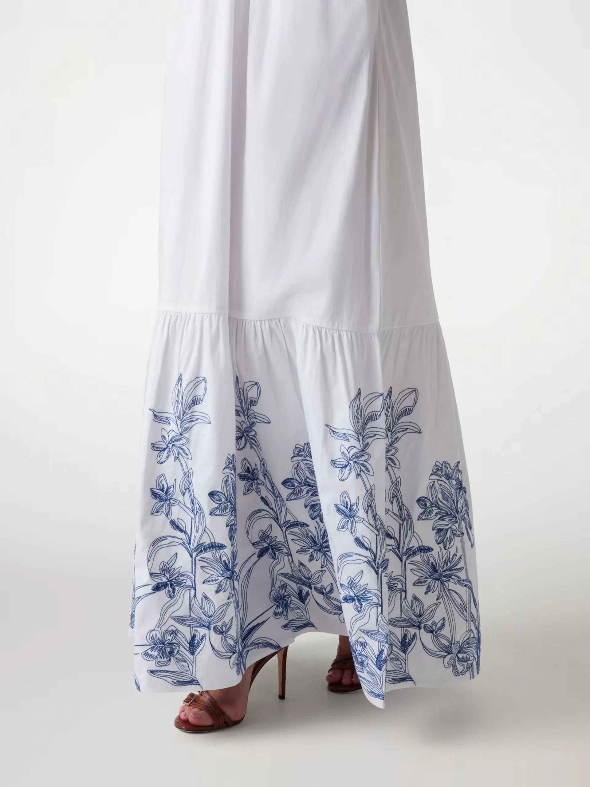 Guess BLANCHE PLACE EMBRO LONG DRESS Kadın Beyaz Elbise W5GK26WH580-G011