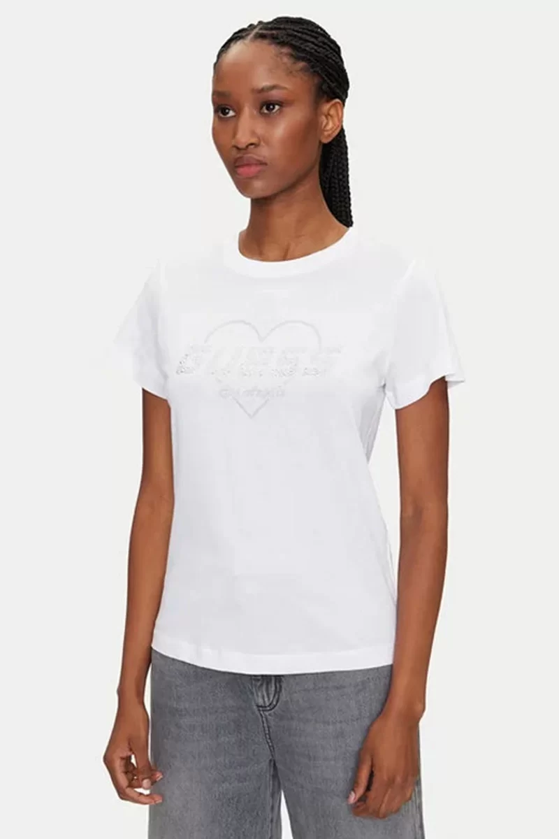Guess NARCISO CN T-SHIRT Kadın Beyaz T-shirt V5GI10K9RM1-G011