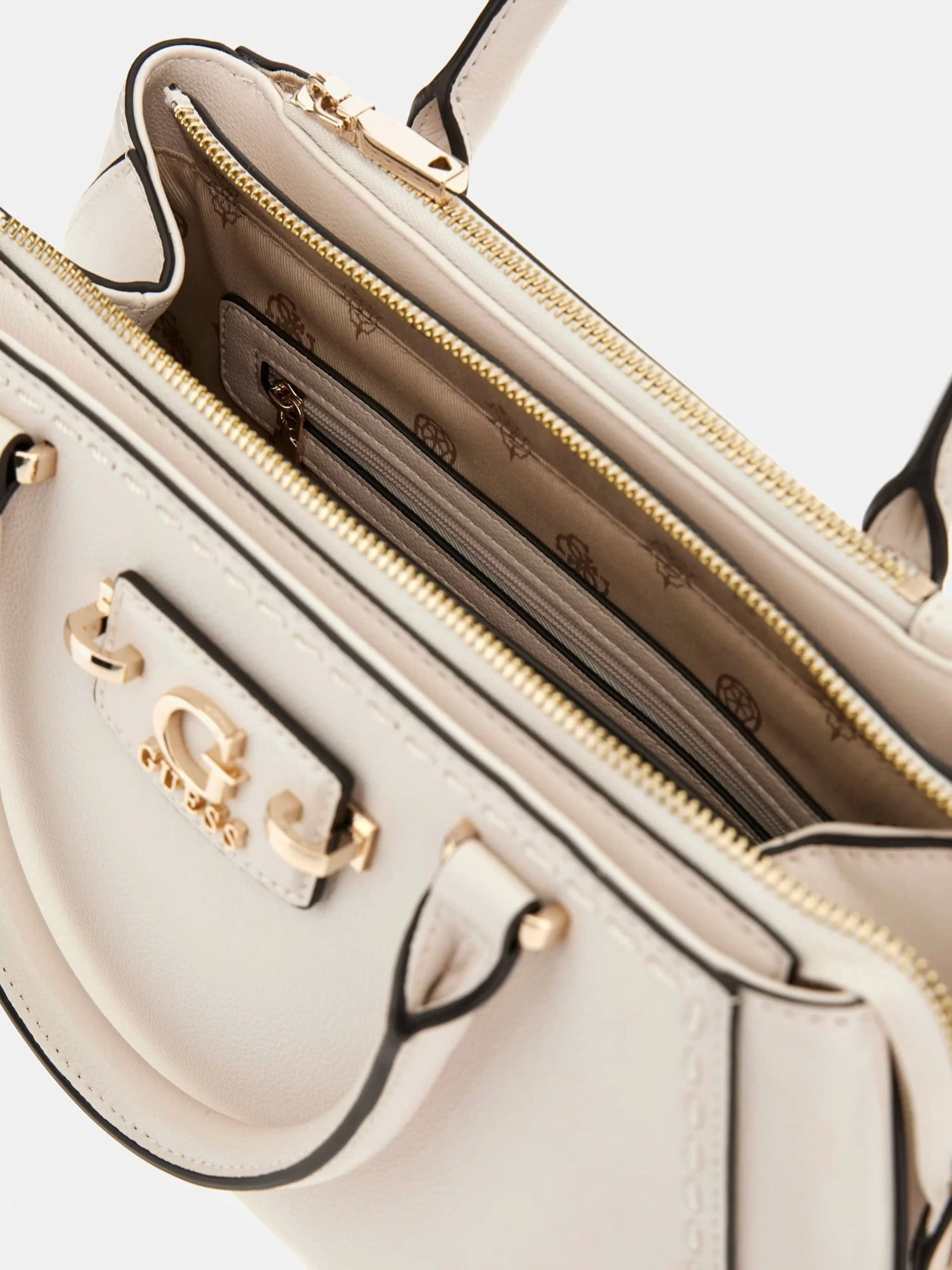 Guess NASTRA SOCIETY SATCHEL Kadın Beyaz El Çantası HWBG9637060-OFF