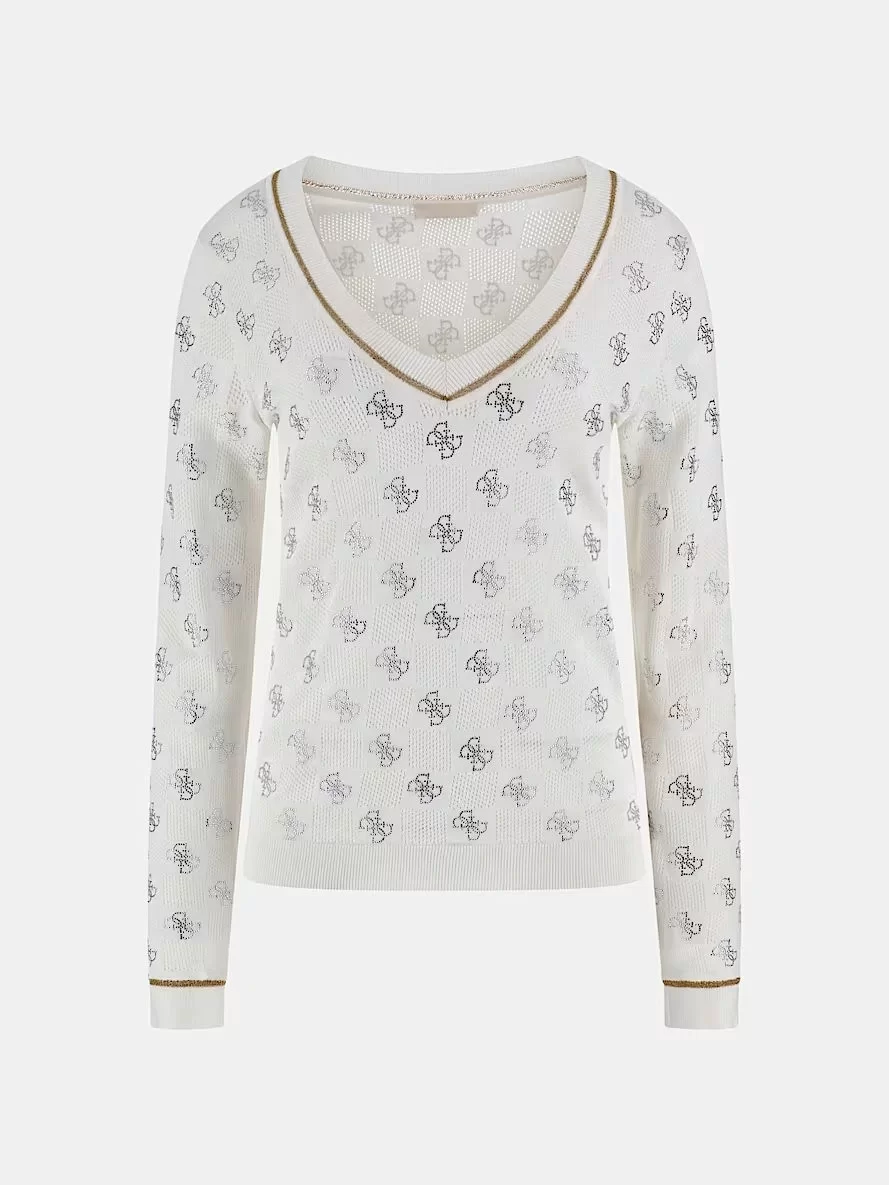 Guess ROSIE 4G VN LS SWTR Kadın Beyaz Kazak W5GR07Z3D60-G012