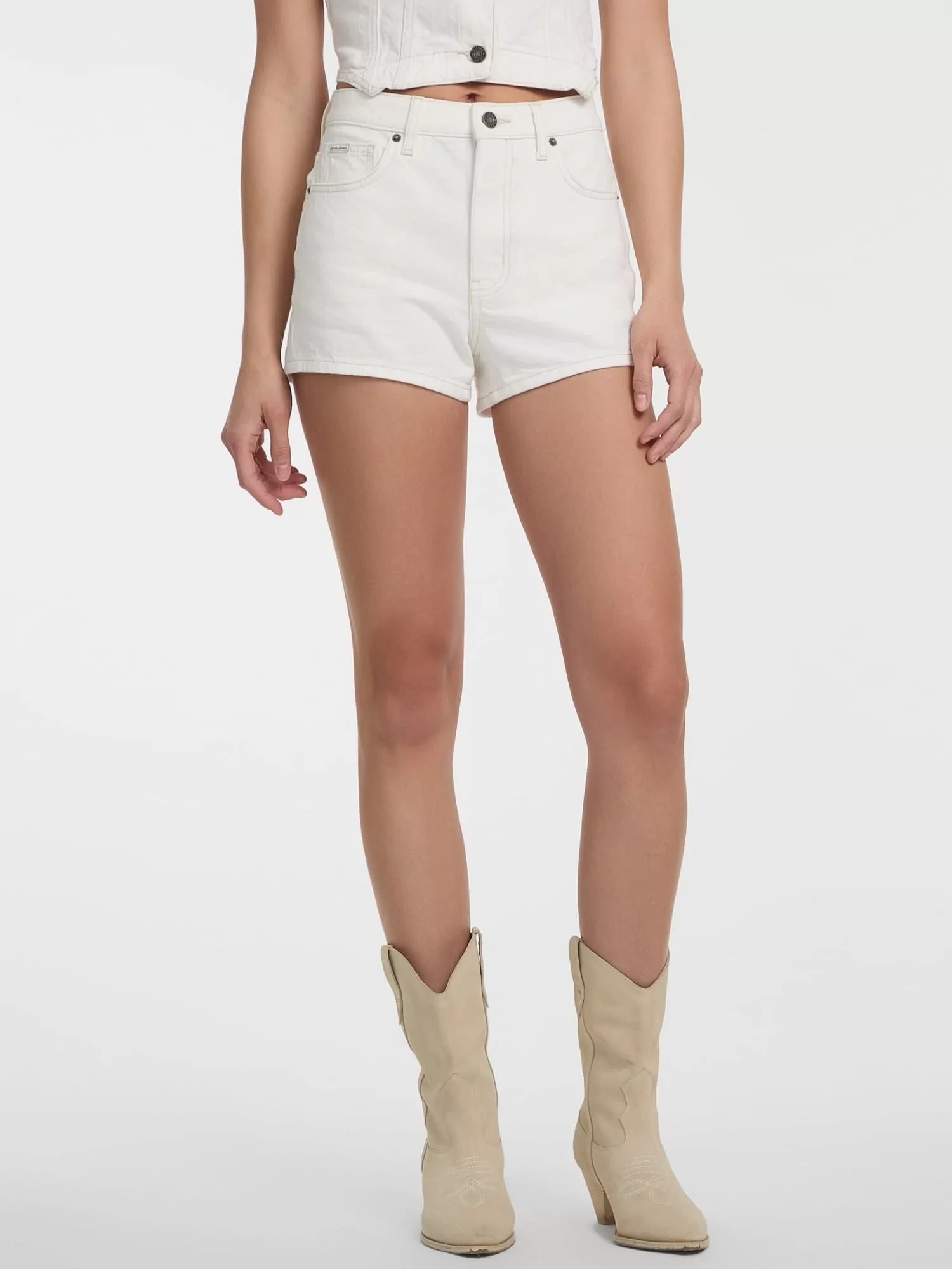 Guess Jeans GJ HIGHWAIST MOM SHORT Kadın Beyaz Şort W5GD0SD5M62-GJWI