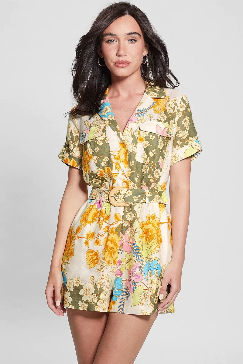 Guess Kadın Çiçekli Mini Tulum