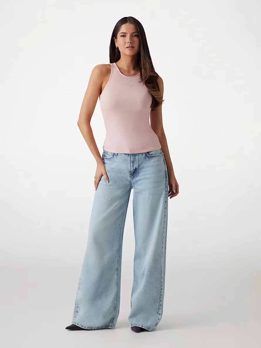 Guess NEW SL ROUND NK GUENDALINA TOP Kadın Pembe Atlet W5GP57KCV52-G6J3