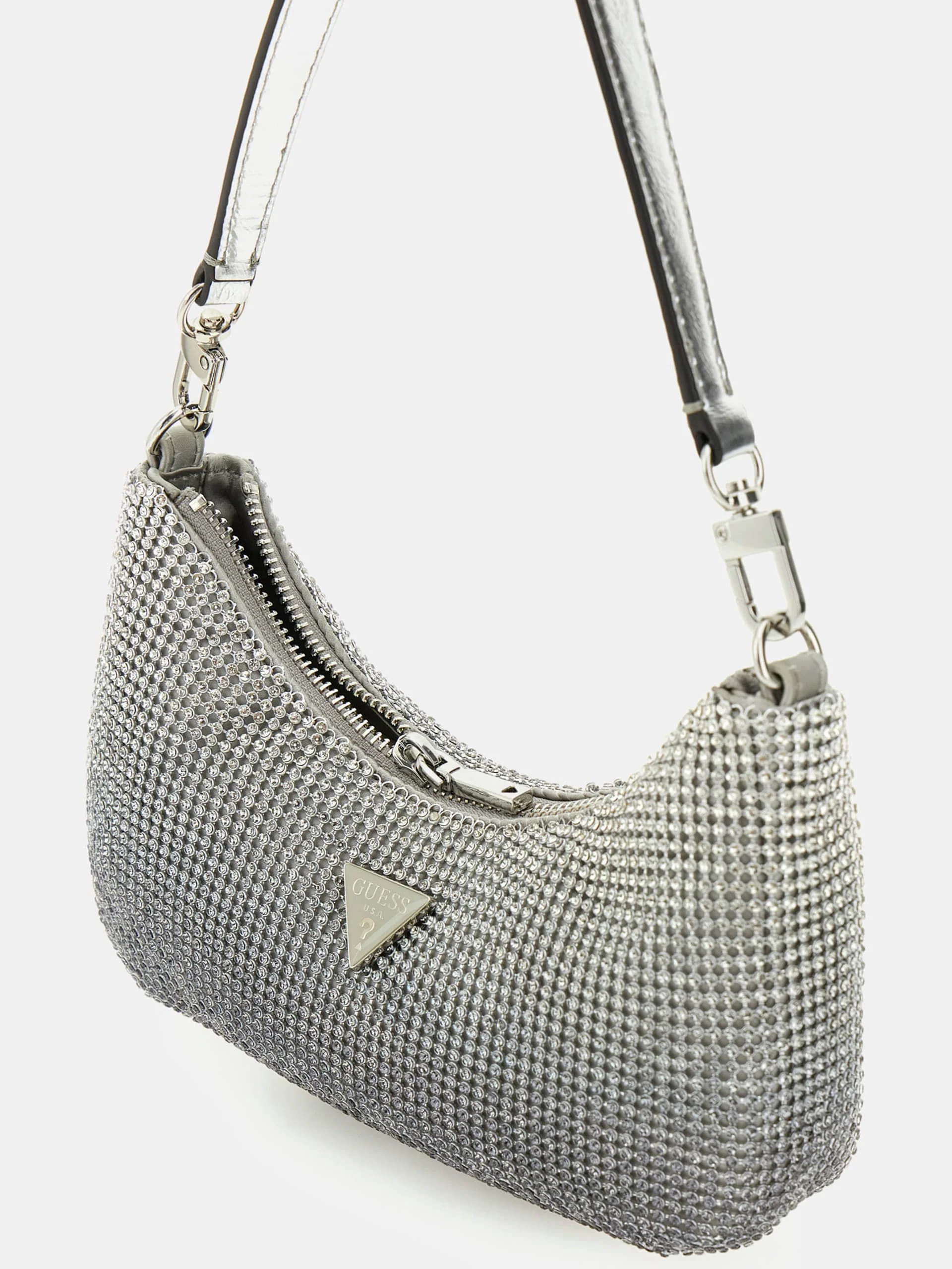 Guess ZALINA MINI TOP ZIP SHLDR BAG Kadın Gri Omuz Çantası HWOY9350720-SIL