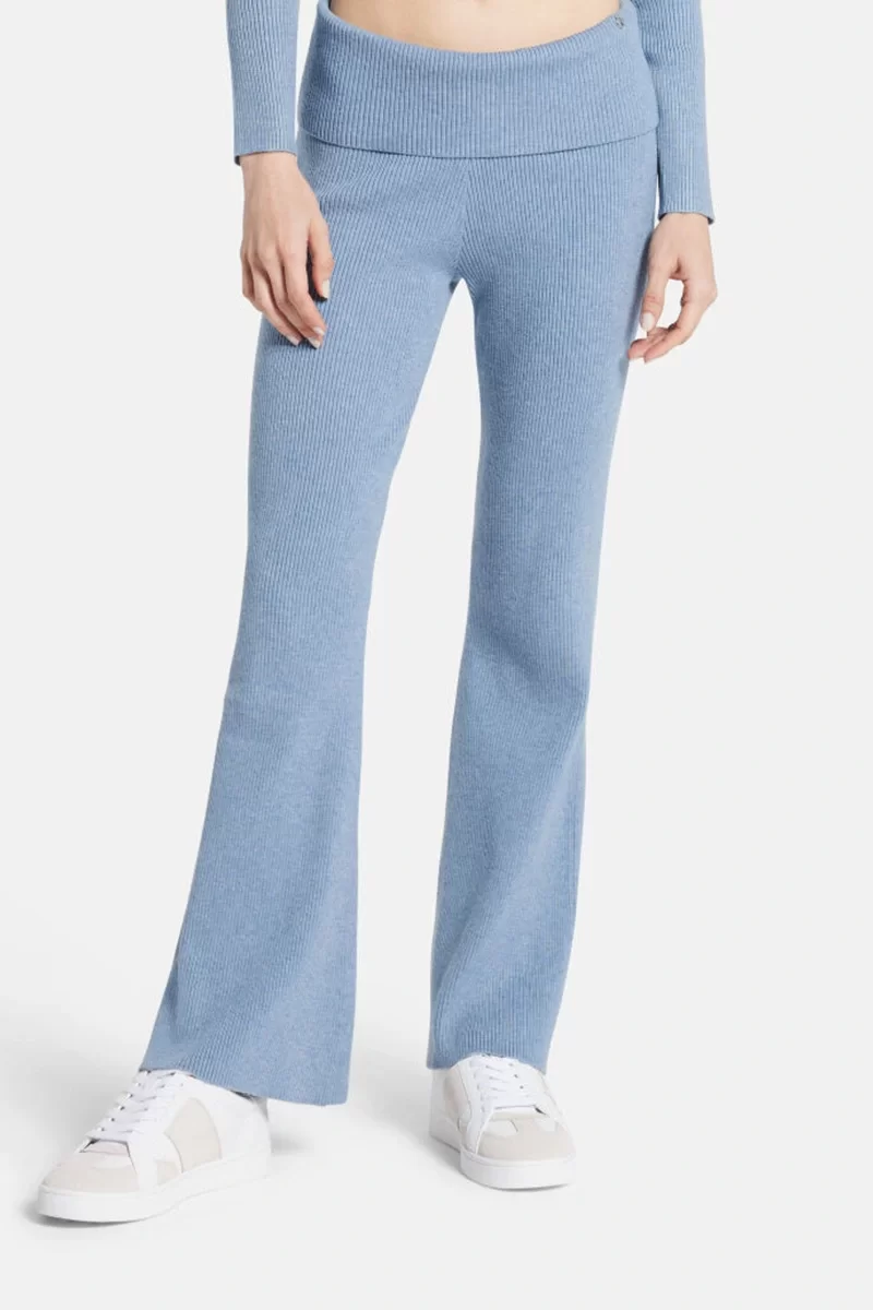 Guess Foldover Rıb Flare Nına Pant Kadın Mavi Pantolon W4BB53Z3K92-F7JO