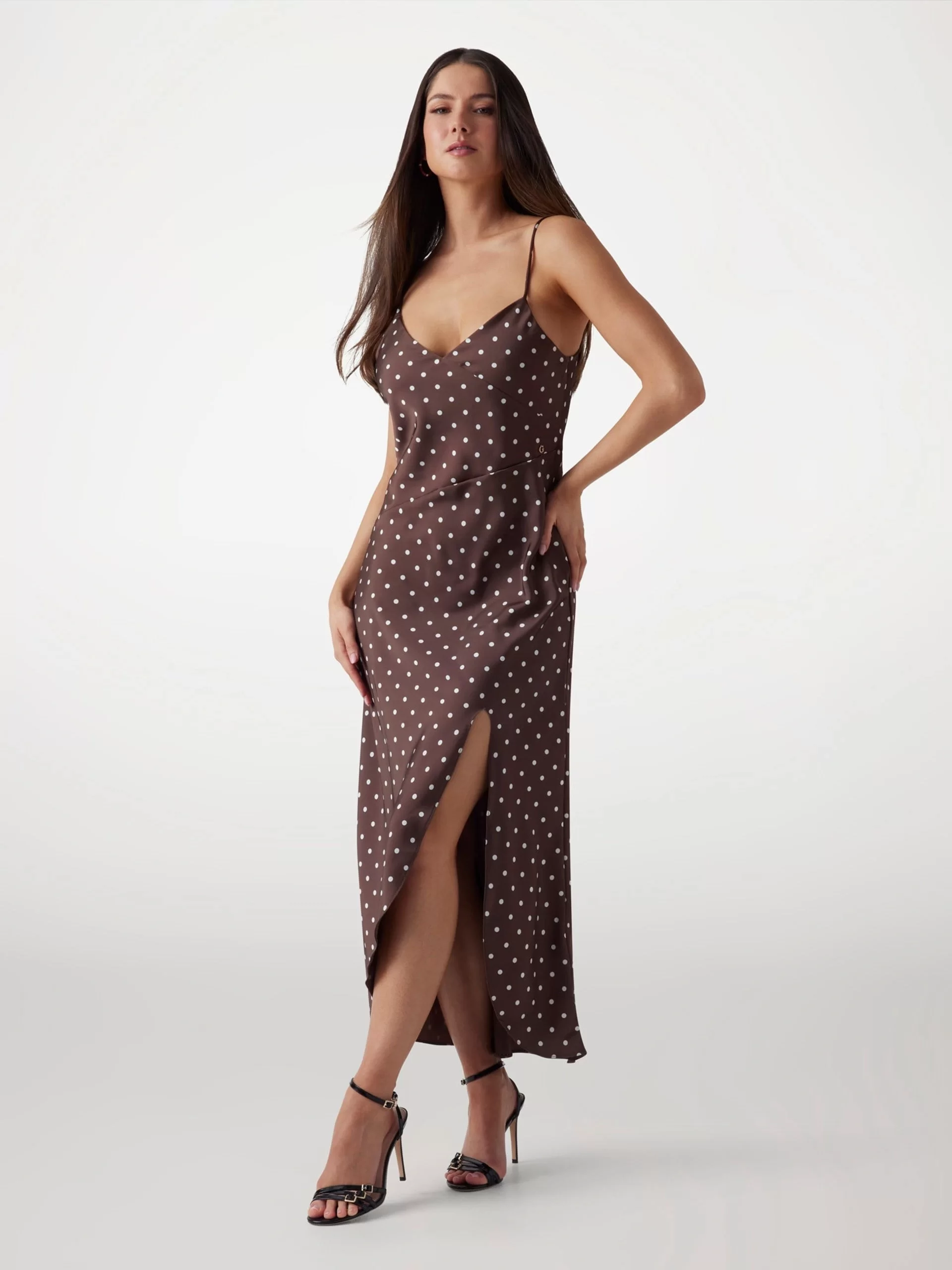 Guess SL CEMONA SLIP DRESS Kadın Kahverengi Elbise W5PK2EWI380-FNIL
