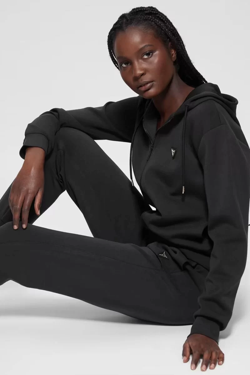 Guess Olympe Full Zıp Hoodıe Sweatsh Kadın Siyah Eşofman Üstü V4YQ06KCAY2-JBLK