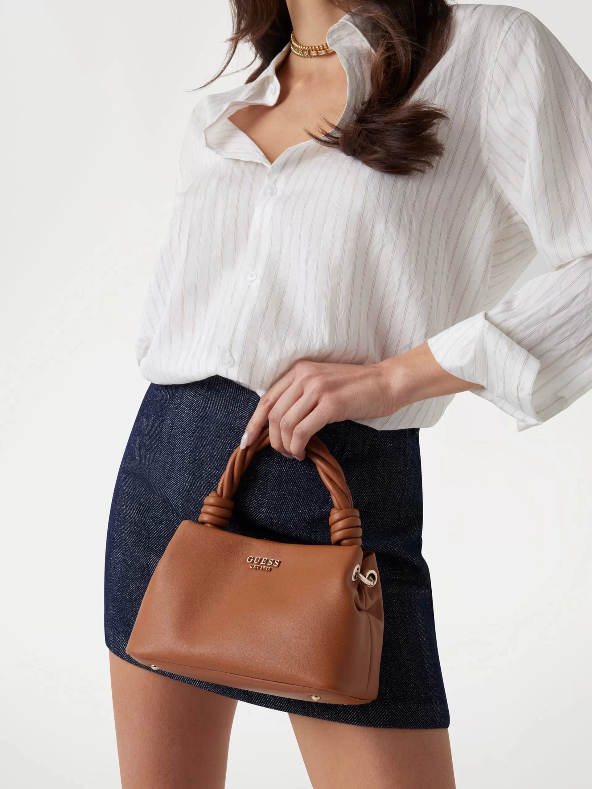 Guess Sansa Top Handle Crossbody Kadın Kahverengi El Çantası HWNG8476110-COG