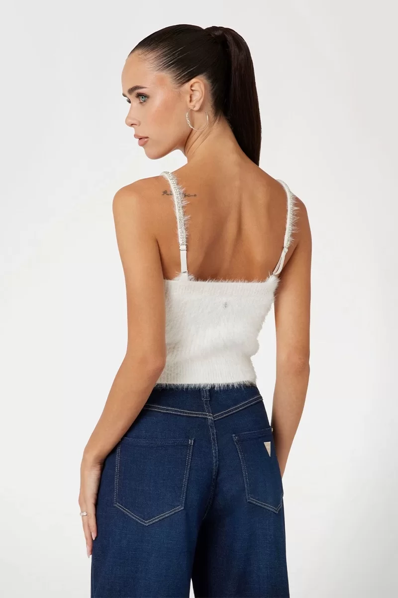 Guess KEYLA BRALETTE SWTR Kadın Beyaz Atlet W4BR26Z3BH0-G012