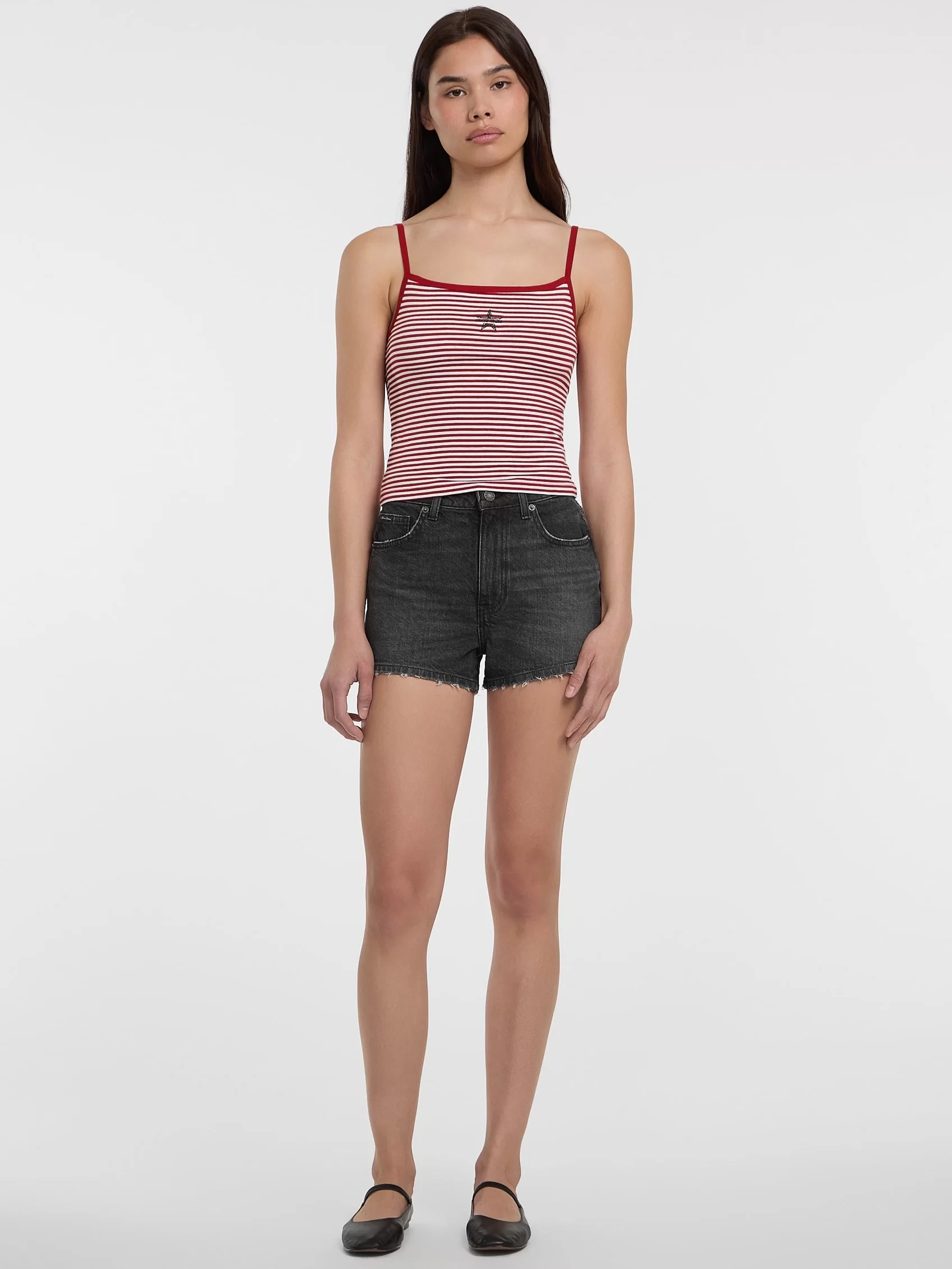 Guess Jeans GJ EMB STAR TANK TOP STRIPED Kadın Kırmızı Atlet W5GP35KCIE1-S51S