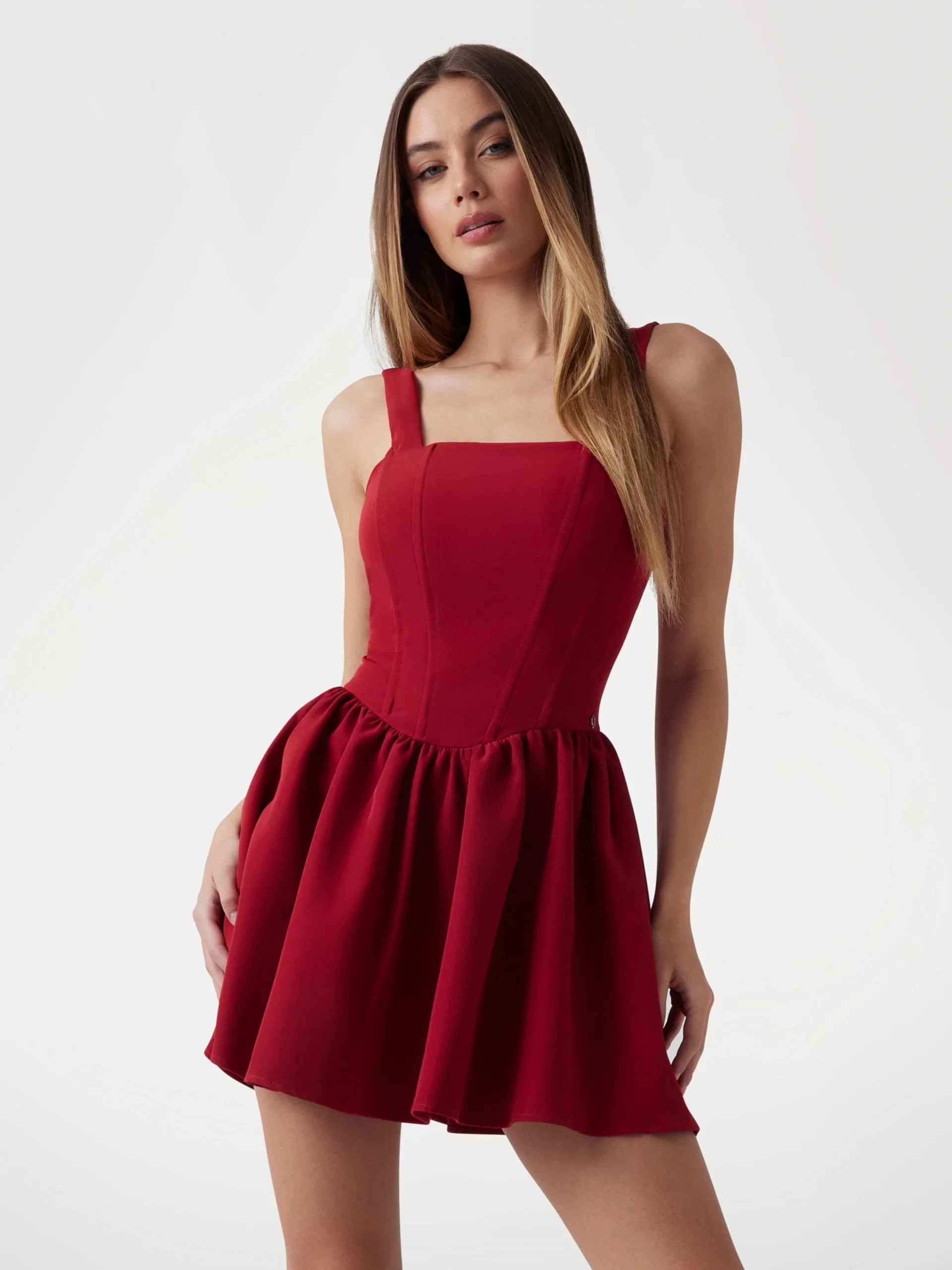Guess Kadın Kırmızı Fit and  flare kısa elbise