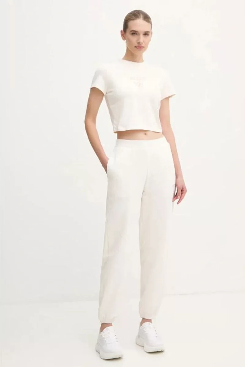 Guess Colette Crop Tee Kadın Krem T-Shirt V4YI20KCDH1-G6K5