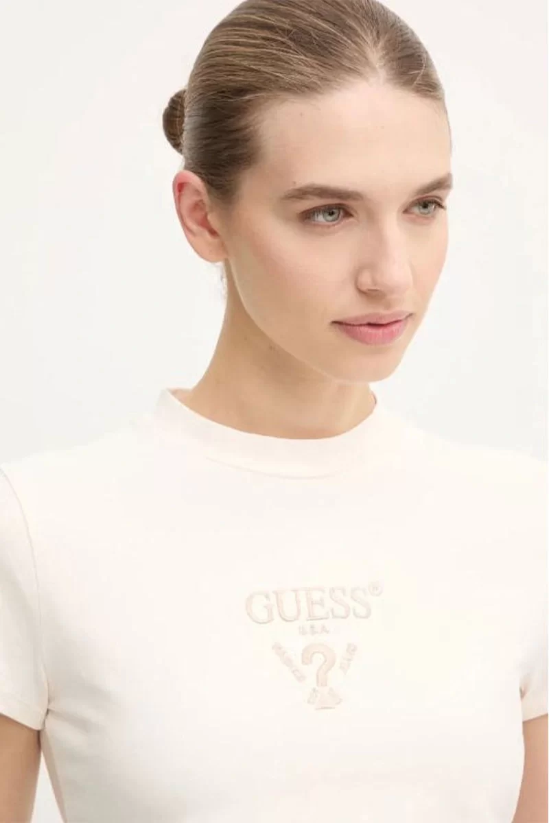 Guess Colette Crop Tee Kadın Krem T-Shirt V4YI20KCDH1-G6K5
