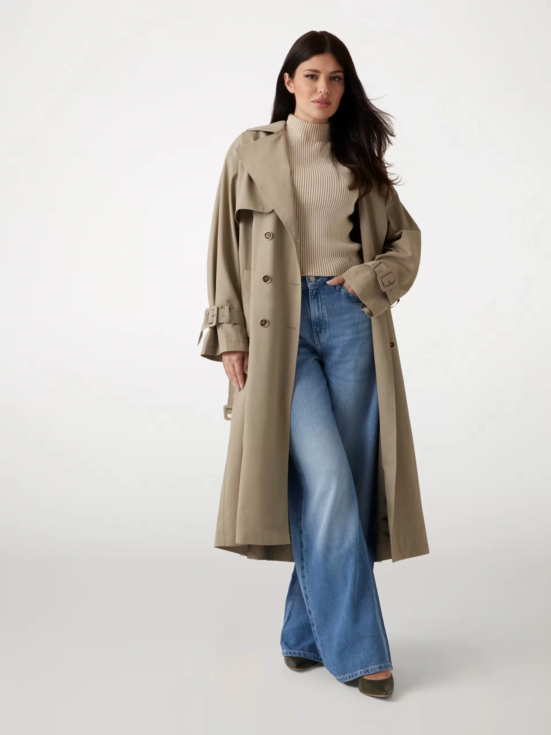 Guess AMIRA TRENCH Kadın Yeşil Trençkot W5GL33WHAE2-G8CJ