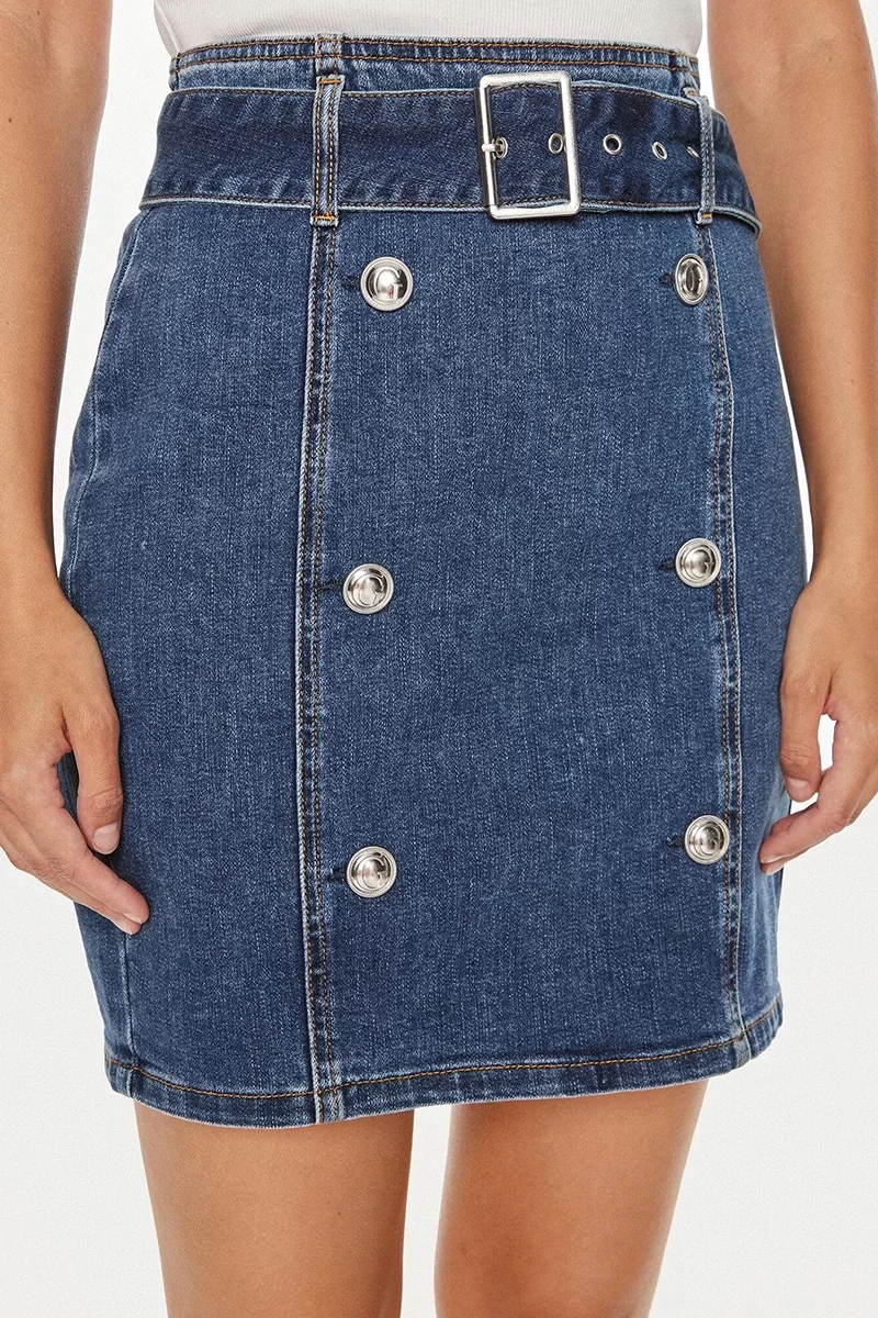 Guess ALLIE DENIM SKIRT Kadın Lacivert Etek W4YD0QD55M0-A1GH