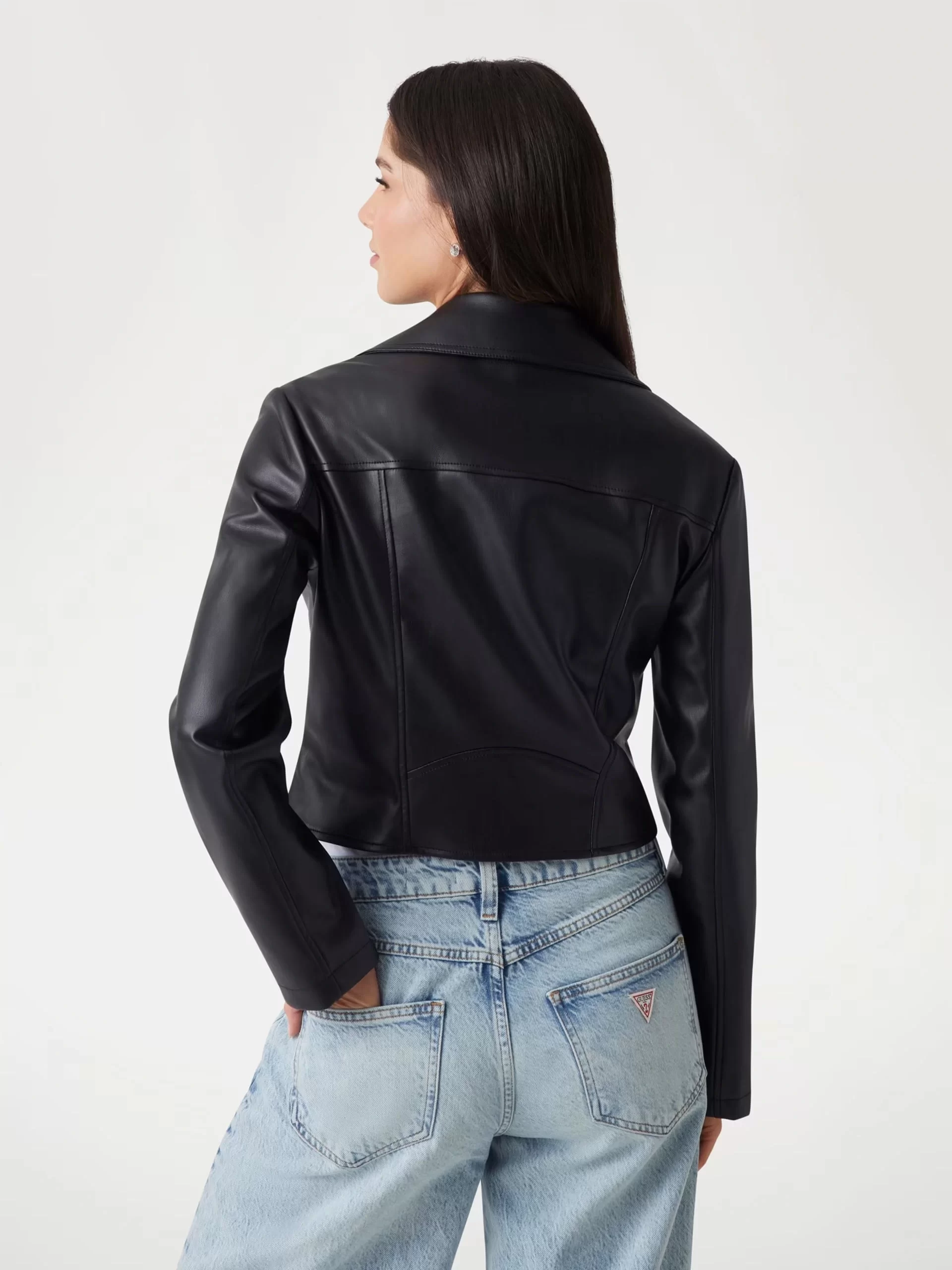 Guess Clemence Pu Leather Jacket Kadın Siyah Ceket W5RL22WE480-JBLK