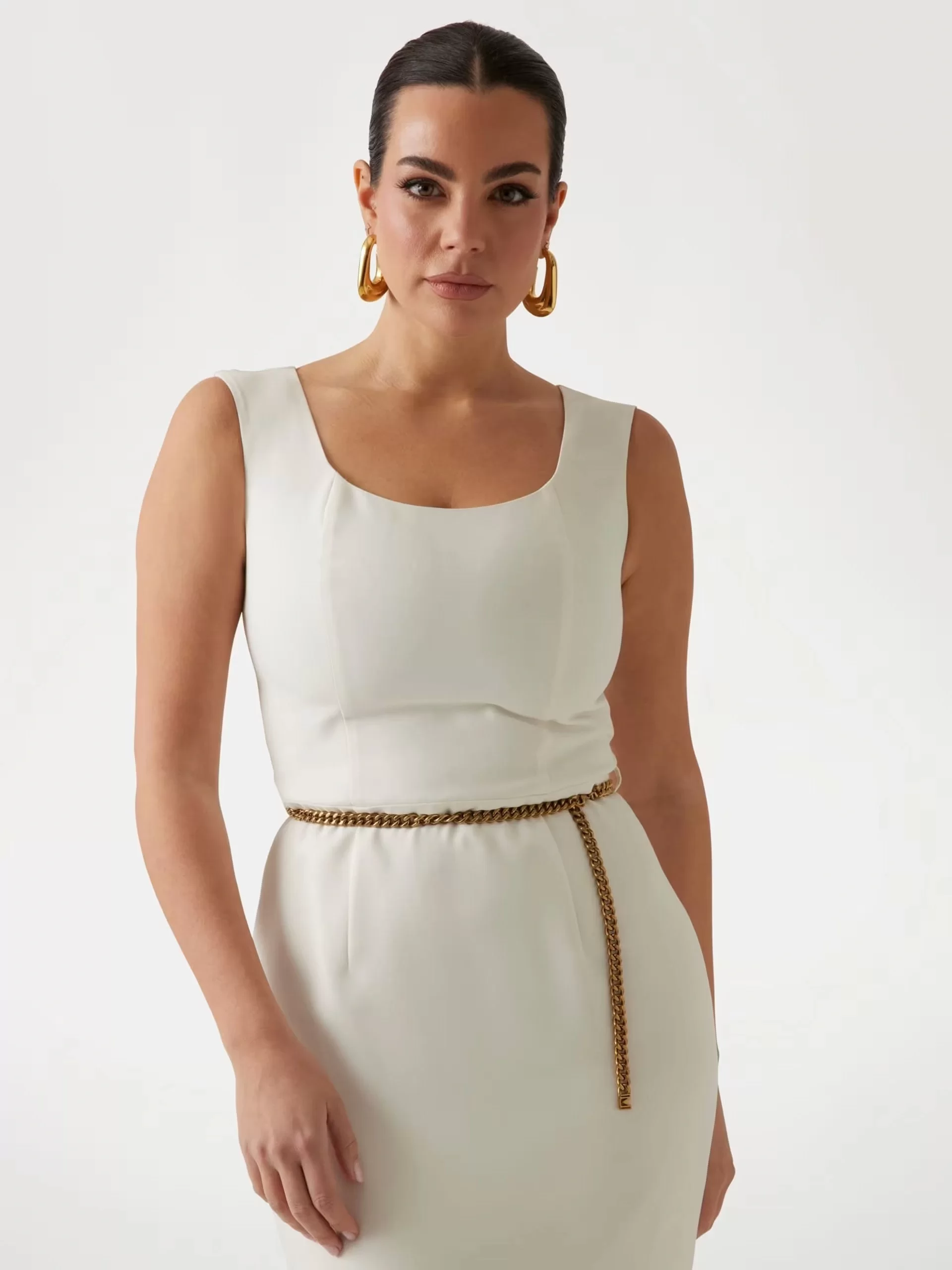 Guess VITTORIA BODYCON DRESS Kadın Krem Elbise 5GGK127300A-G053