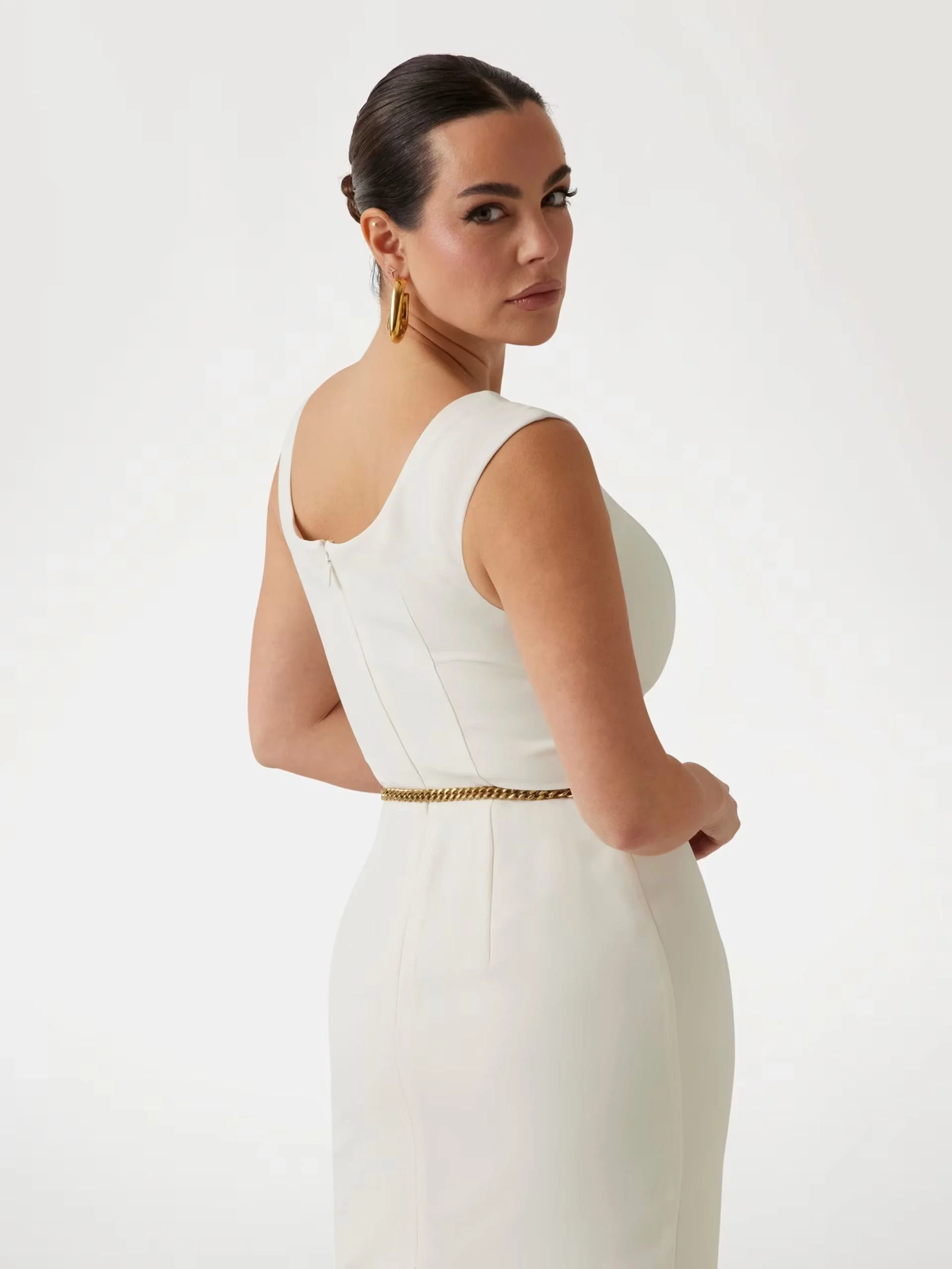 Guess VITTORIA BODYCON DRESS Kadın Krem Elbise 5GGK127300A-G053