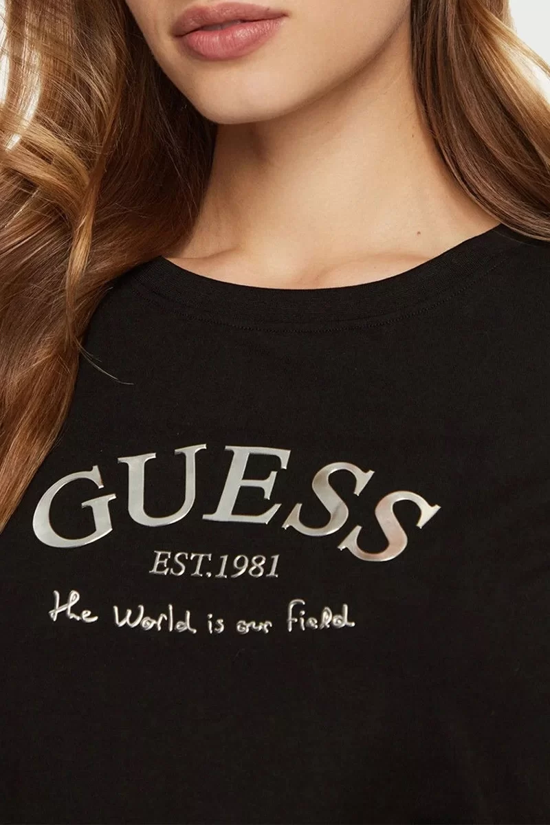 Guess Margot Ss T-Shırt Kadın Siyah T-Shirt V5RI16J1314-JBLK