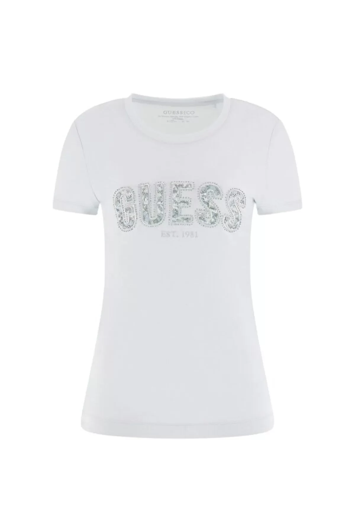 Guess CN SS LOGO LACE TEE Kadın Mavi T-shirt W5GI04J1314-A719