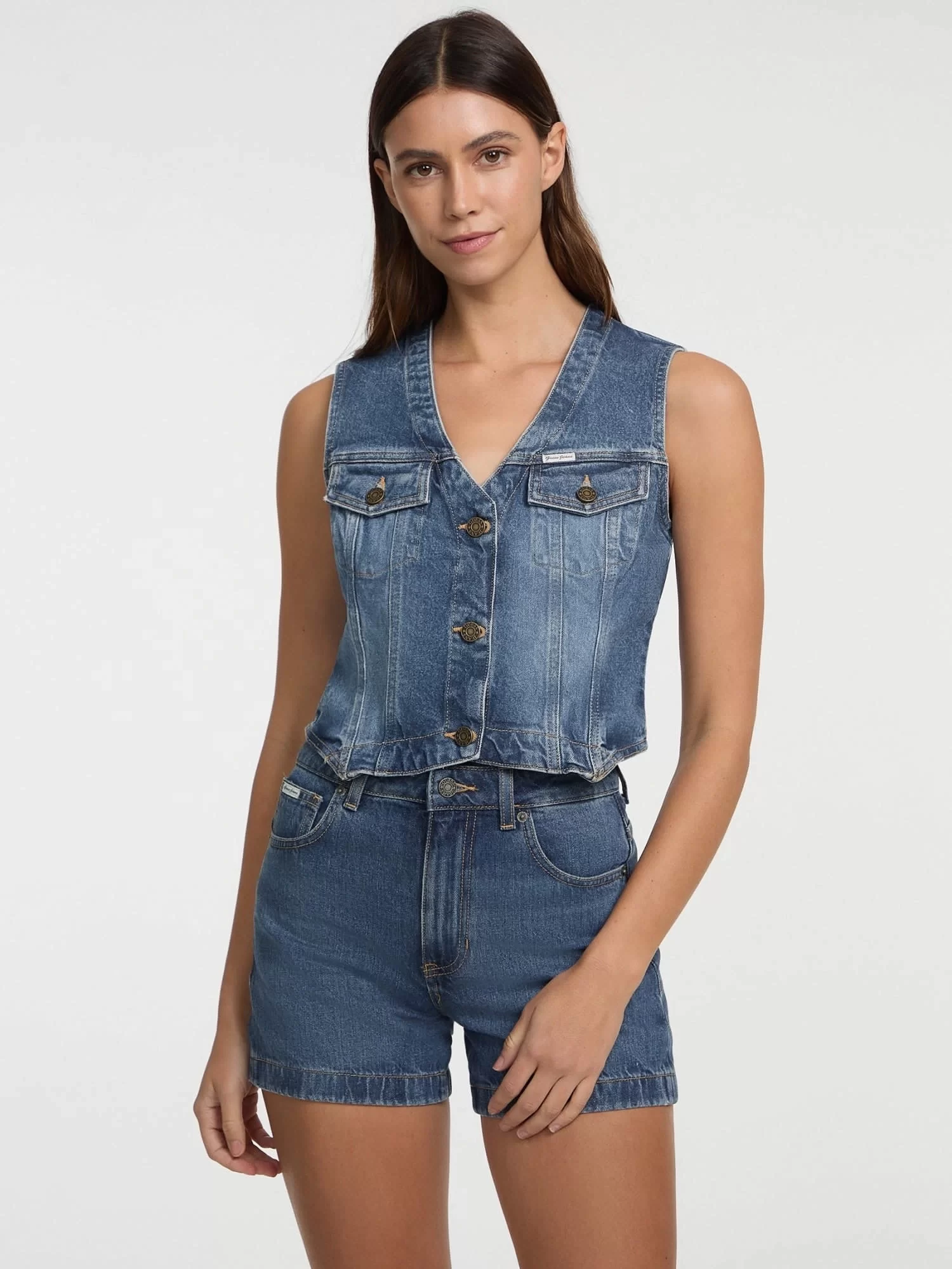 Guess jeans Gj Denım Vest Kadın Mavi Yelek W5GN74D5M46-GJUS