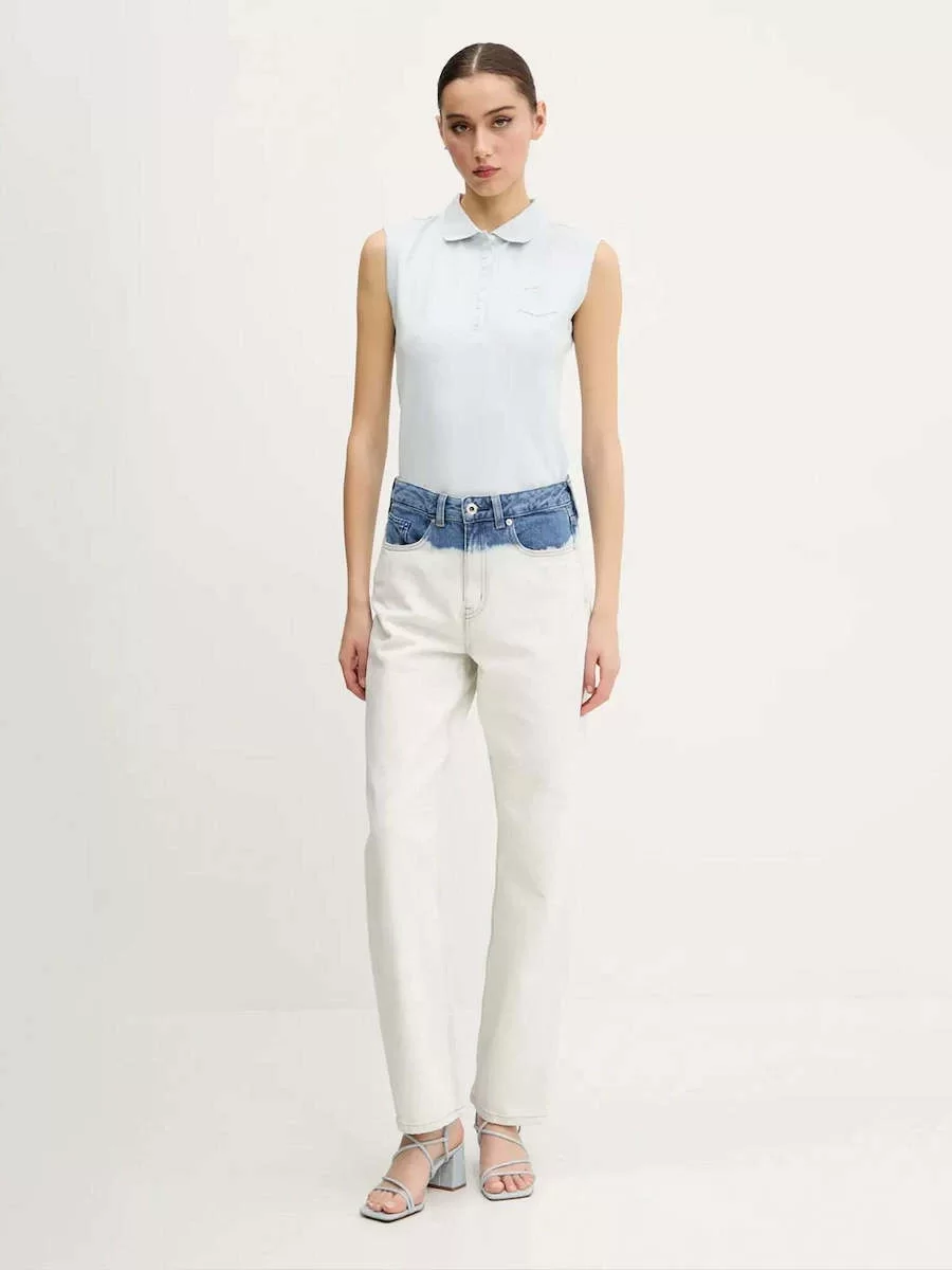 Guess Jeans GJ SLEEVELESS COLLAR SLIM PKT Kadın Mavi T-shirt W5GP24KCYR1-G7O7