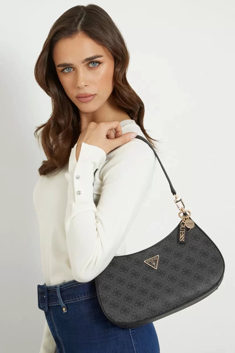 Guess Noelle Top Zıp Shoulder Bag Kadın Antrasit Omuz Çantası HWBG7879180-CLO