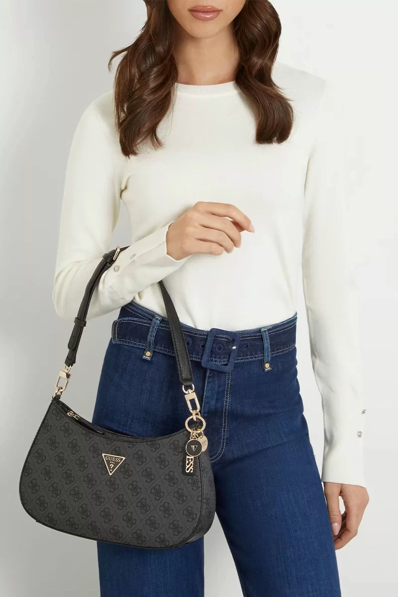 Guess Noelle Top Zıp Shoulder Bag Kadın Antrasit Omuz Çantası HWBG7879180-CLO