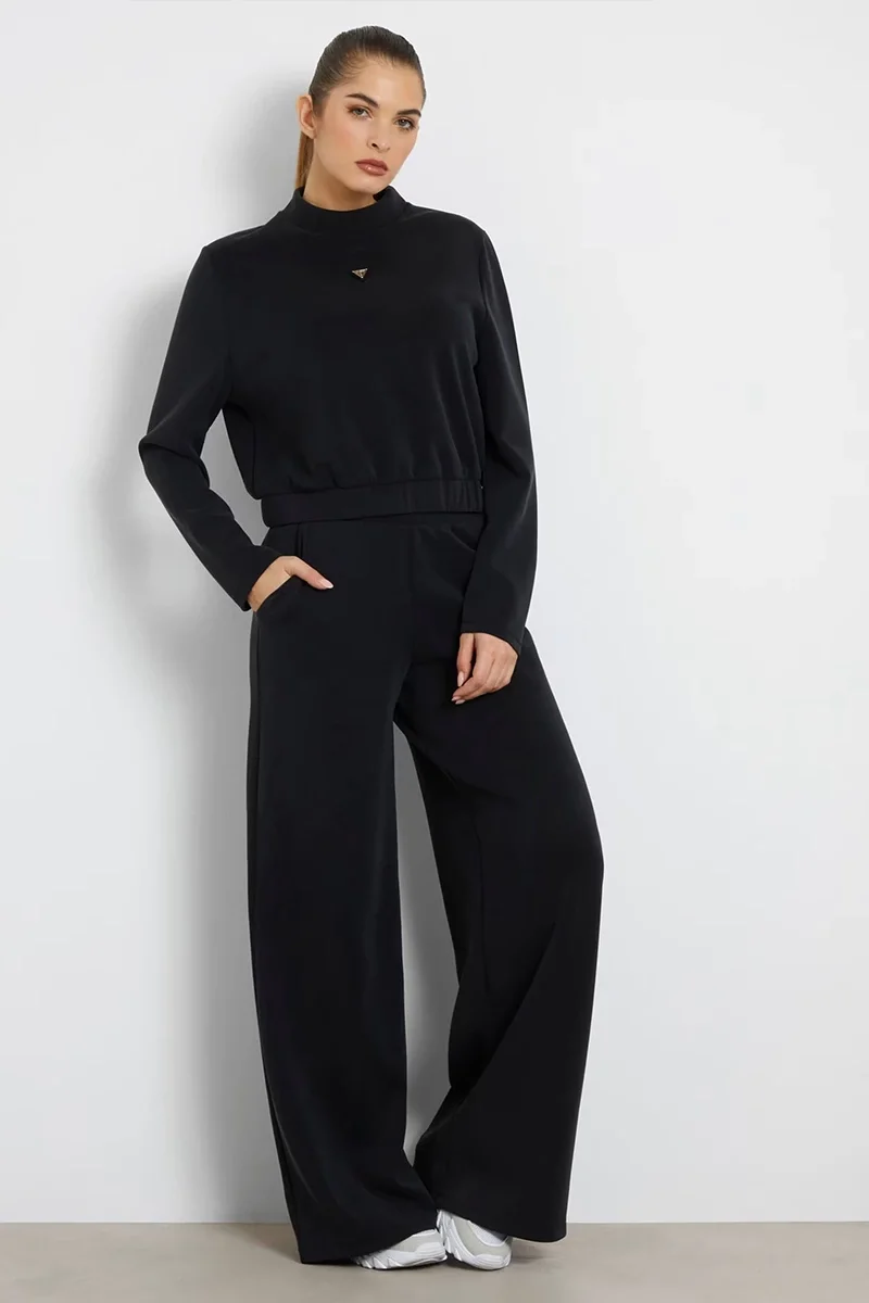 Guess Olympe Kadın Siyah Aktif Palazzo Fit Modal Karışımlı Scuba Eşofman Altı V4YB07KCAY2-JBLK
