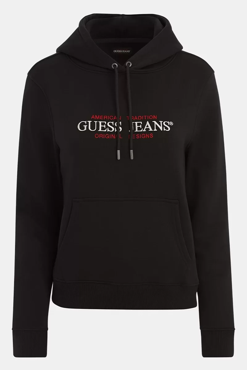 Guess Jeans GJ HOOD OS AMERICAN Kadın Siyah Sweatshirt W4YQ15KC811-JBLK