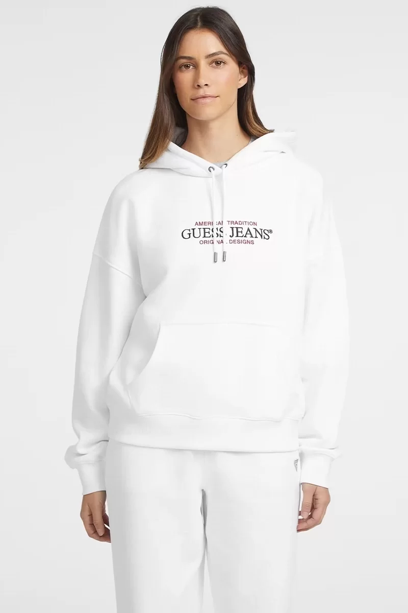 Guess Jeans GJ HOOD OS AMERICAN Kadın Beyaz Sweatshirt W4YQ15KC811-G011