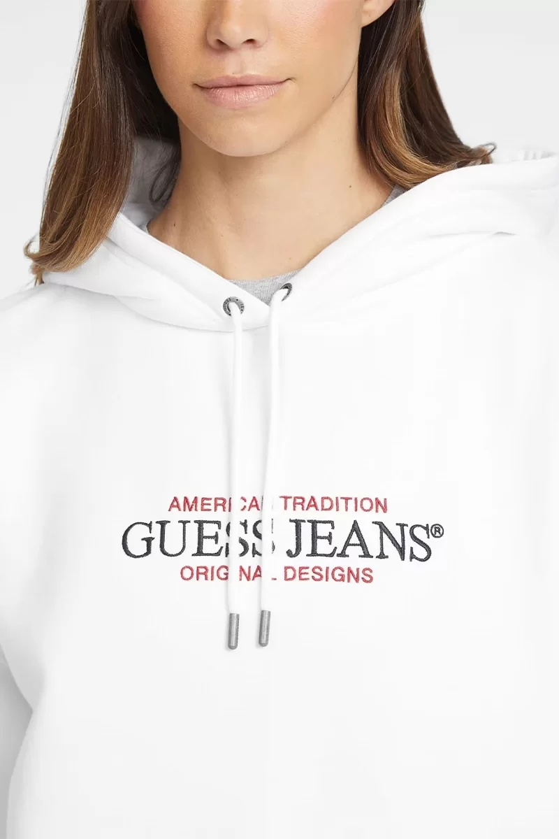 Guess Jeans GJ HOOD OS AMERICAN Kadın Beyaz Sweatshirt W4YQ15KC811-G011