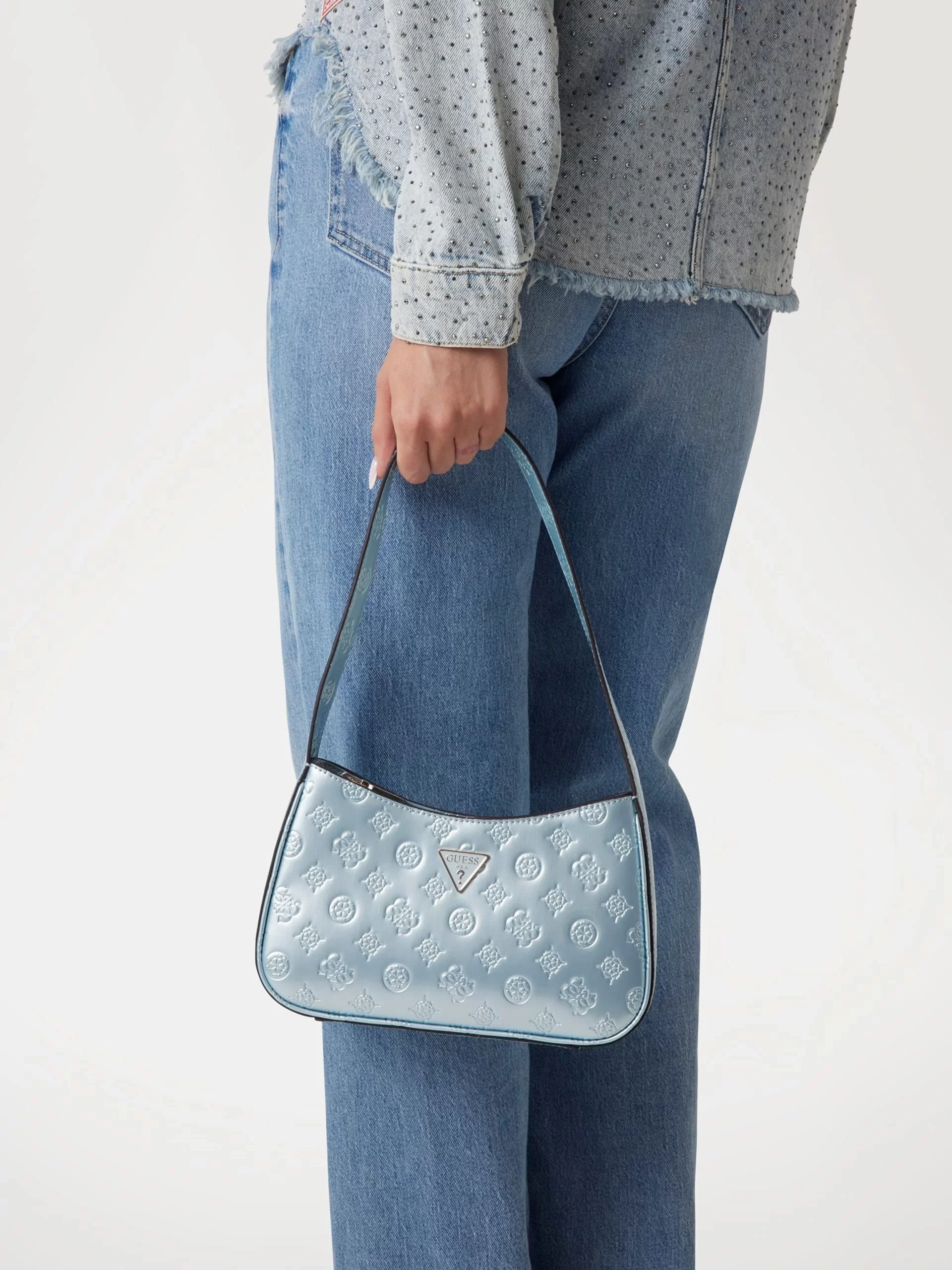 Guess ARNELA TOP ZIP SHOULDER BAG Kadın Mavi Omuz Çantası HWTG9496170-PBO