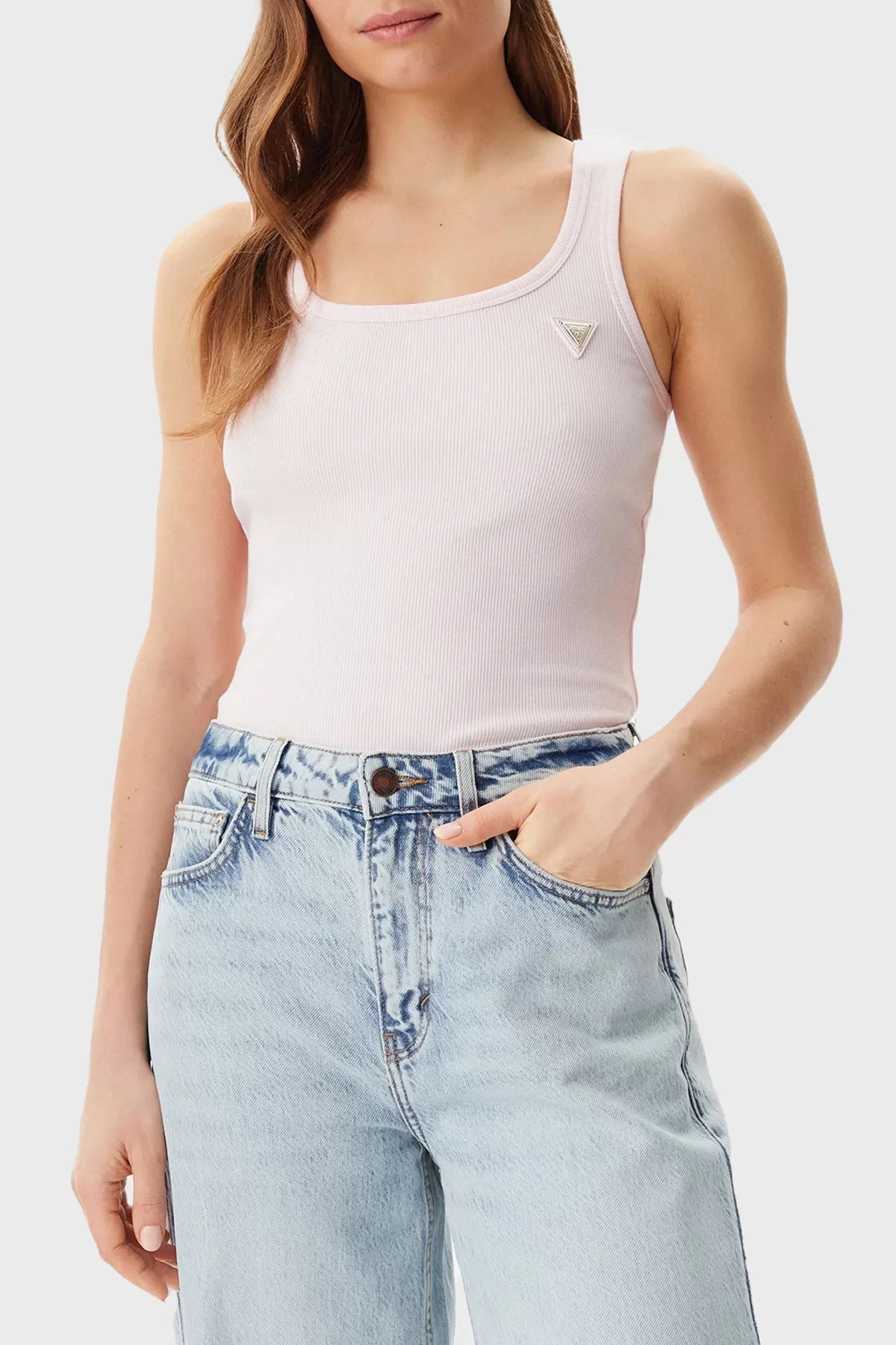 Guess COLETTE RIB TANK Kadın Pembe Atlet V4YP06K8RT2-G644