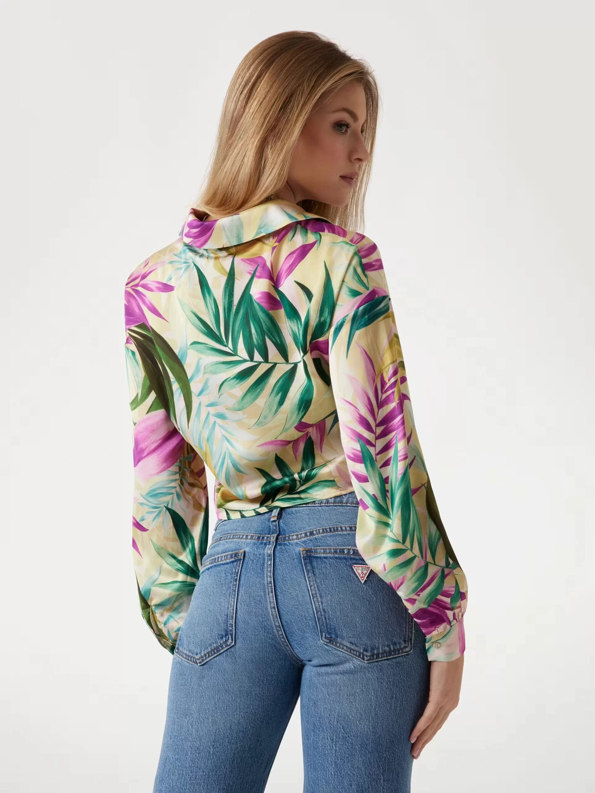 Guess LS BOWED JUN SHIRT Kadın Çok Renkli Gömlek W5GH0IWH9C2-P8FY
