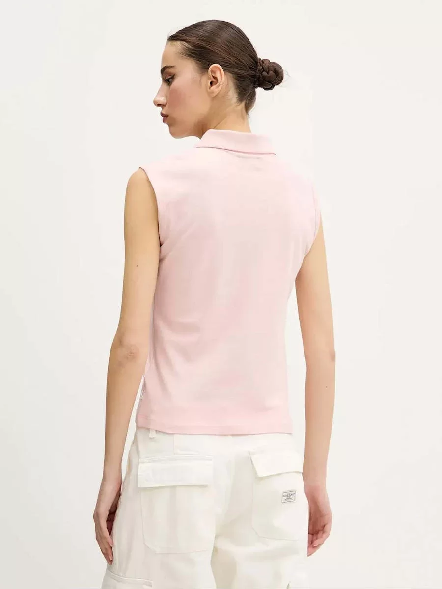 Guess Jeans GJ SLEEVELESS COLLAR SLIM PKT Kadın Pembe T-shirt W5GP24KCYR1-G6R4