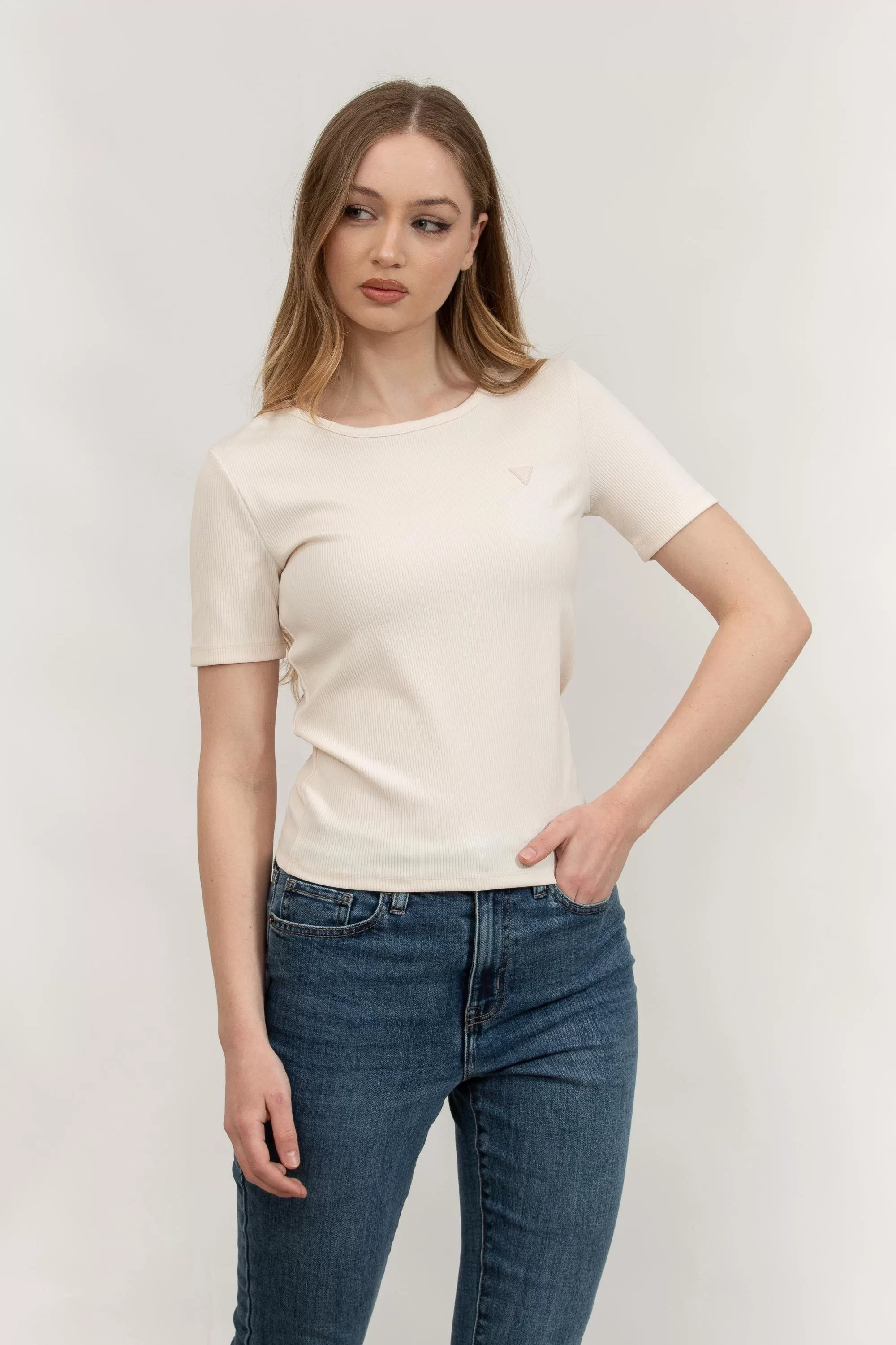 Guess Steffı Ss T-Shırt Kadın Krem T-Shirt V5RI04KCLH0-G6F4