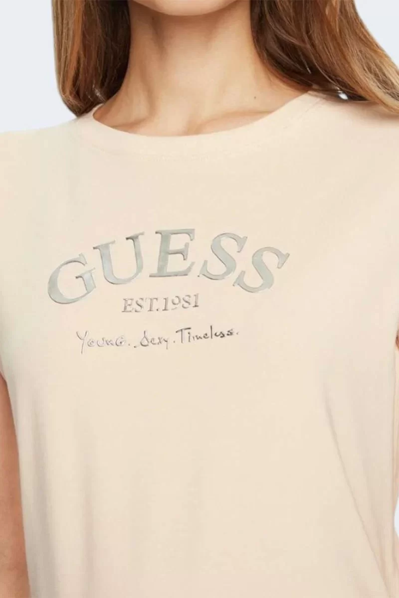 Guess Margot Ss T-Shırt Kadın Krem T-Shirt V5RI16J1314-A13W