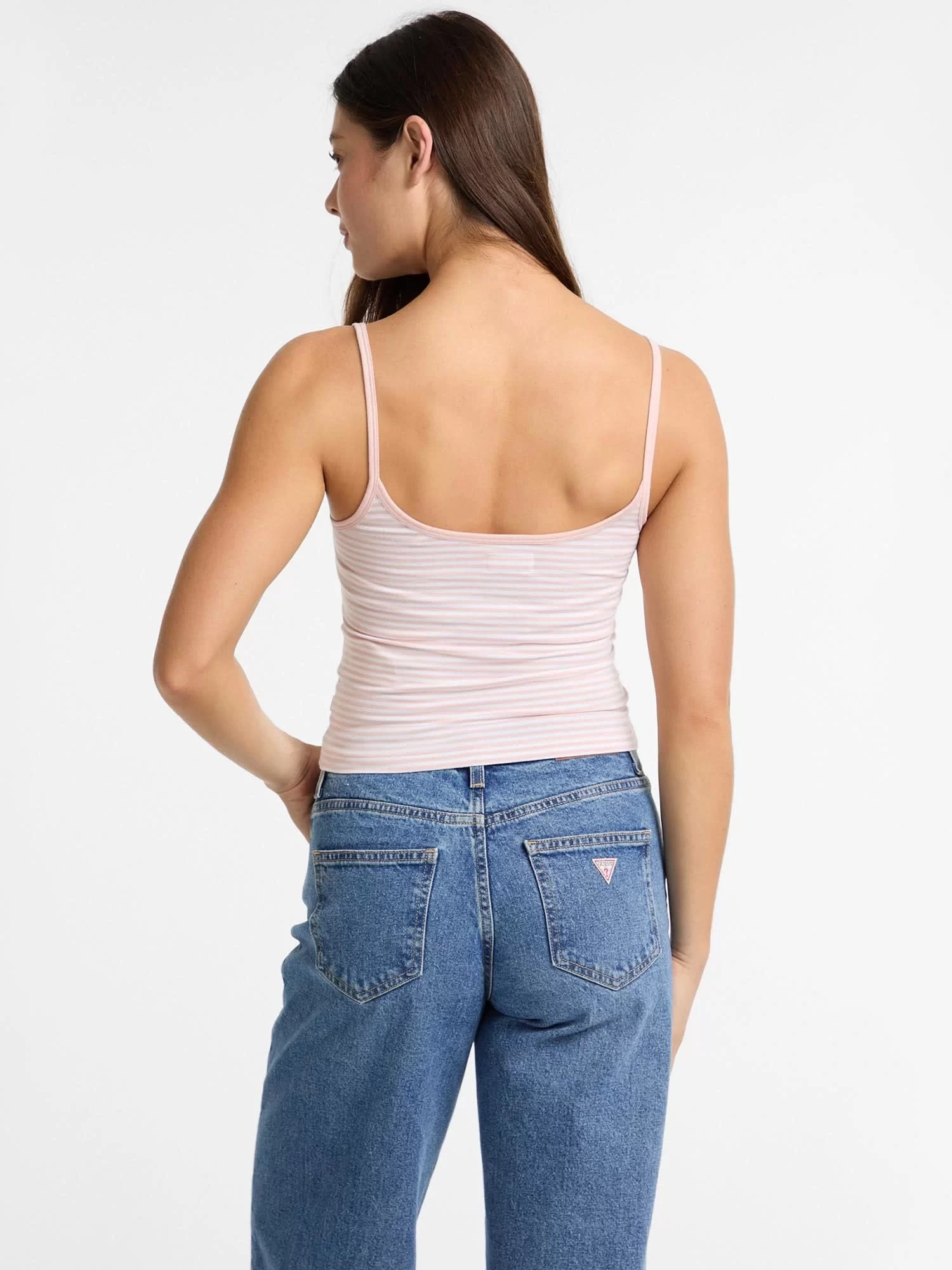Guess jeans Gj Emb Star Tank Top Strıped Kadın Pembe Atlet W5GP35KCIE1-S61H