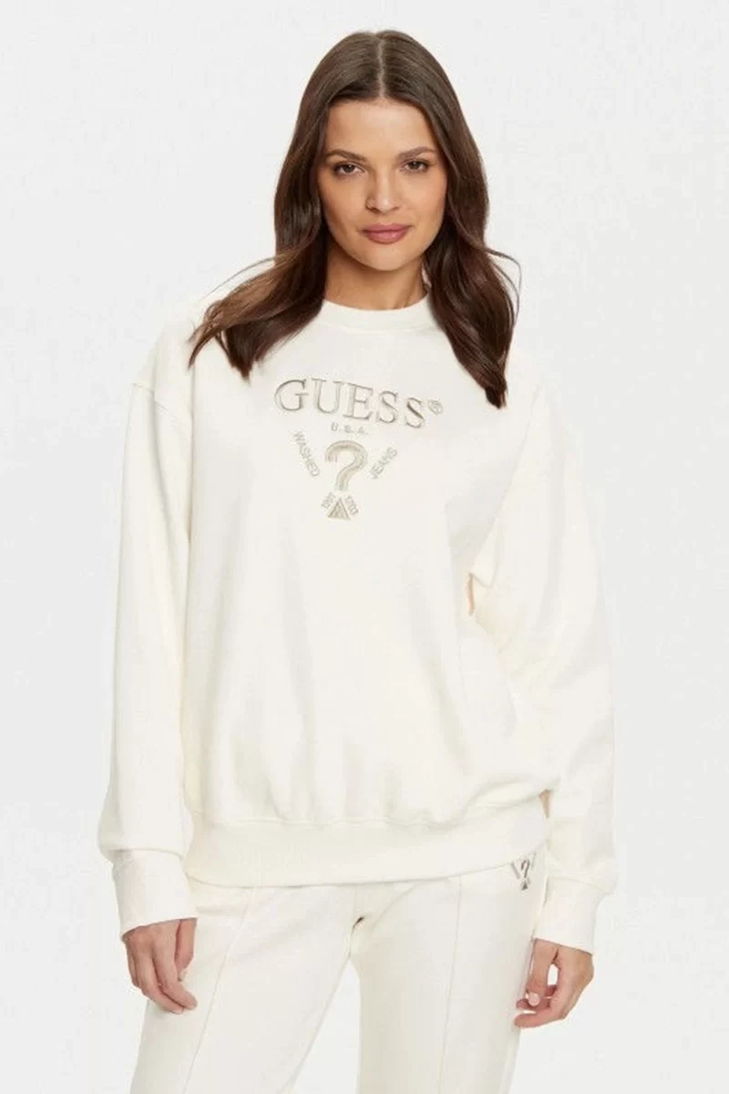 Guess ROBERTA CN SWEATSHIRT Kadın Krem Sweatshirt V5RQ12KC3D2-G6K5
