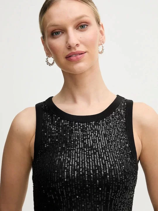 Guess ALEXIA SEQUINS TANK TOP Kadın Siyah Atlet W5GP06KCS10-JBLK