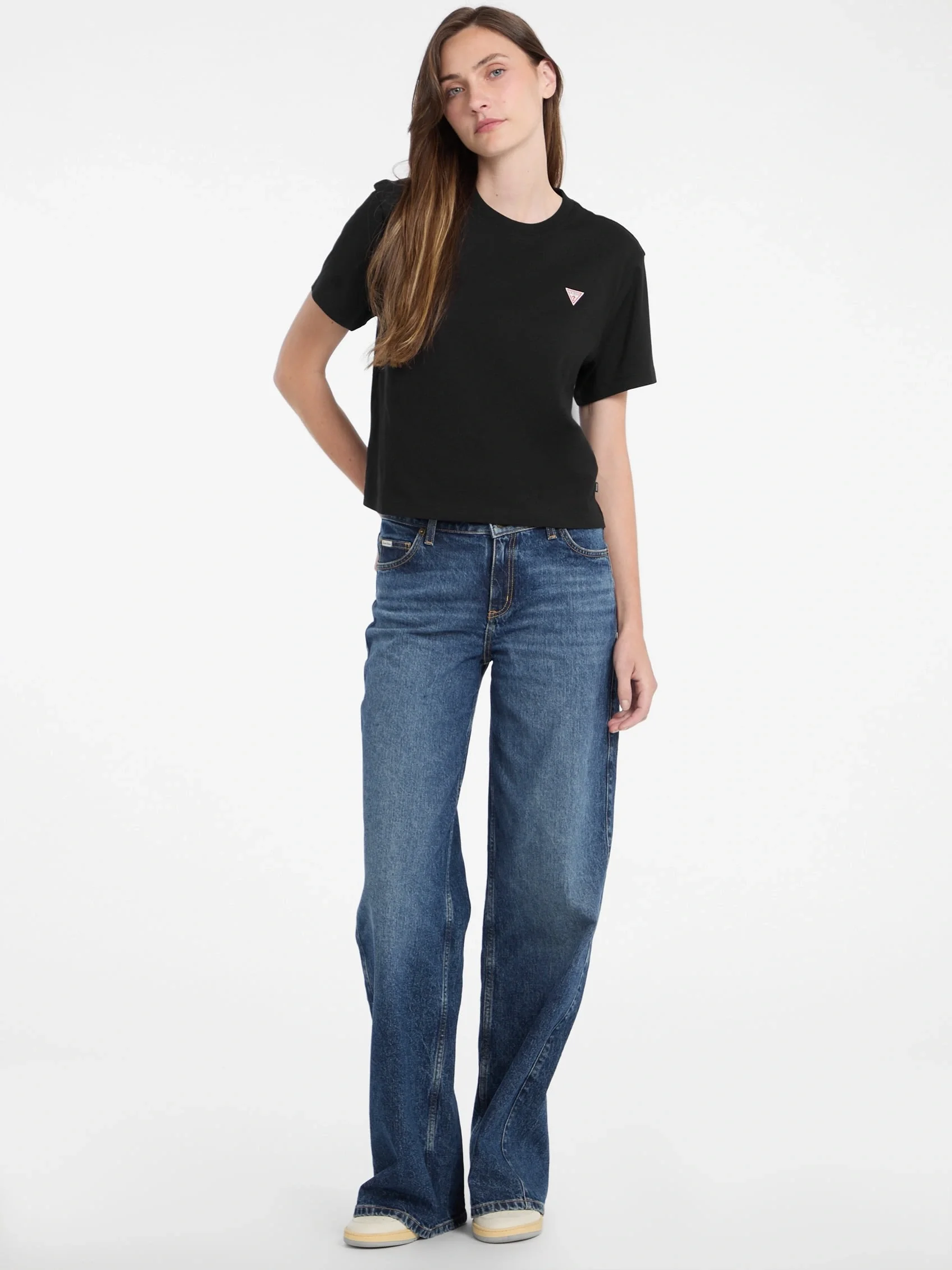 Guess Jeans Gj Ss Cn Boxy Kadın Siyah Boxy Fit T-Shirt W4YI05K8HM0-JBLK
