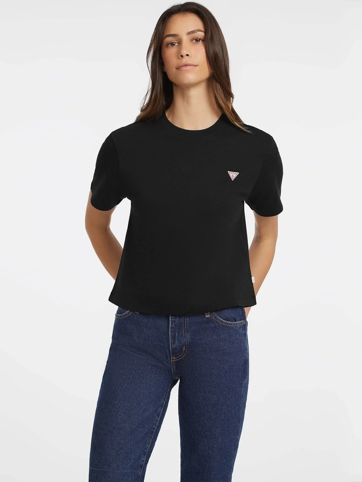 Guess Jeans Gj Ss Cn Boxy Kadın Siyah Boxy Fit T-Shirt W4YI05K8HM0-JBLK