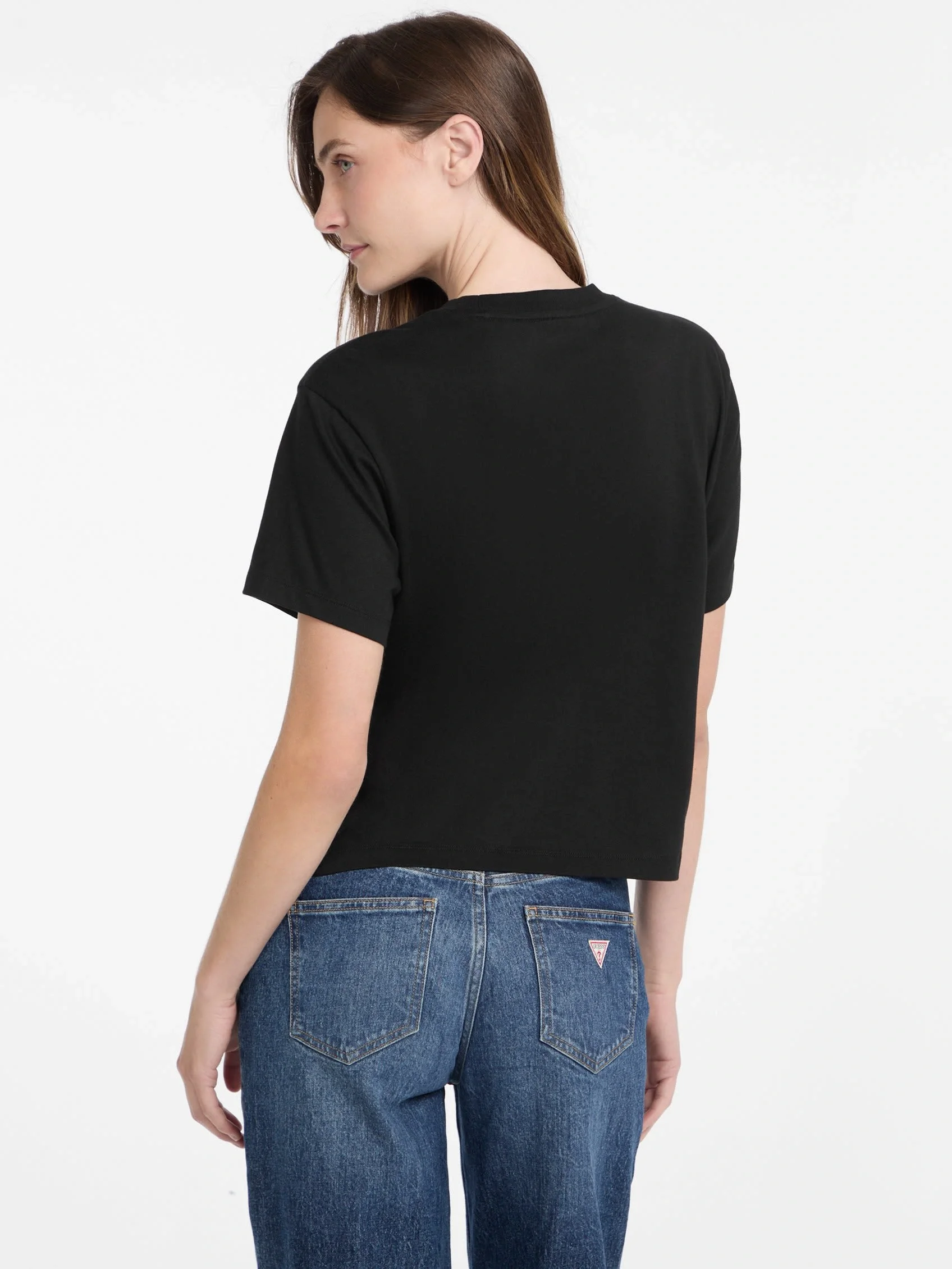 Guess Jeans Gj Ss Cn Boxy Kadın Siyah Boxy Fit T-Shirt W4YI05K8HM0-JBLK