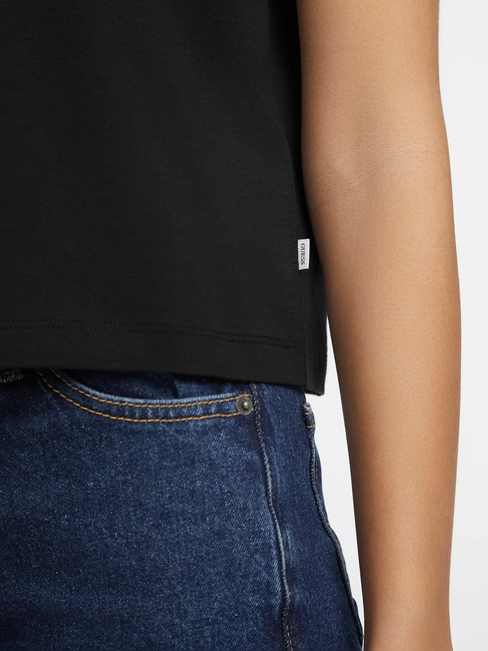 Guess Jeans Gj Ss Cn Boxy Kadın Siyah Boxy Fit T-Shirt W4YI05K8HM0-JBLK