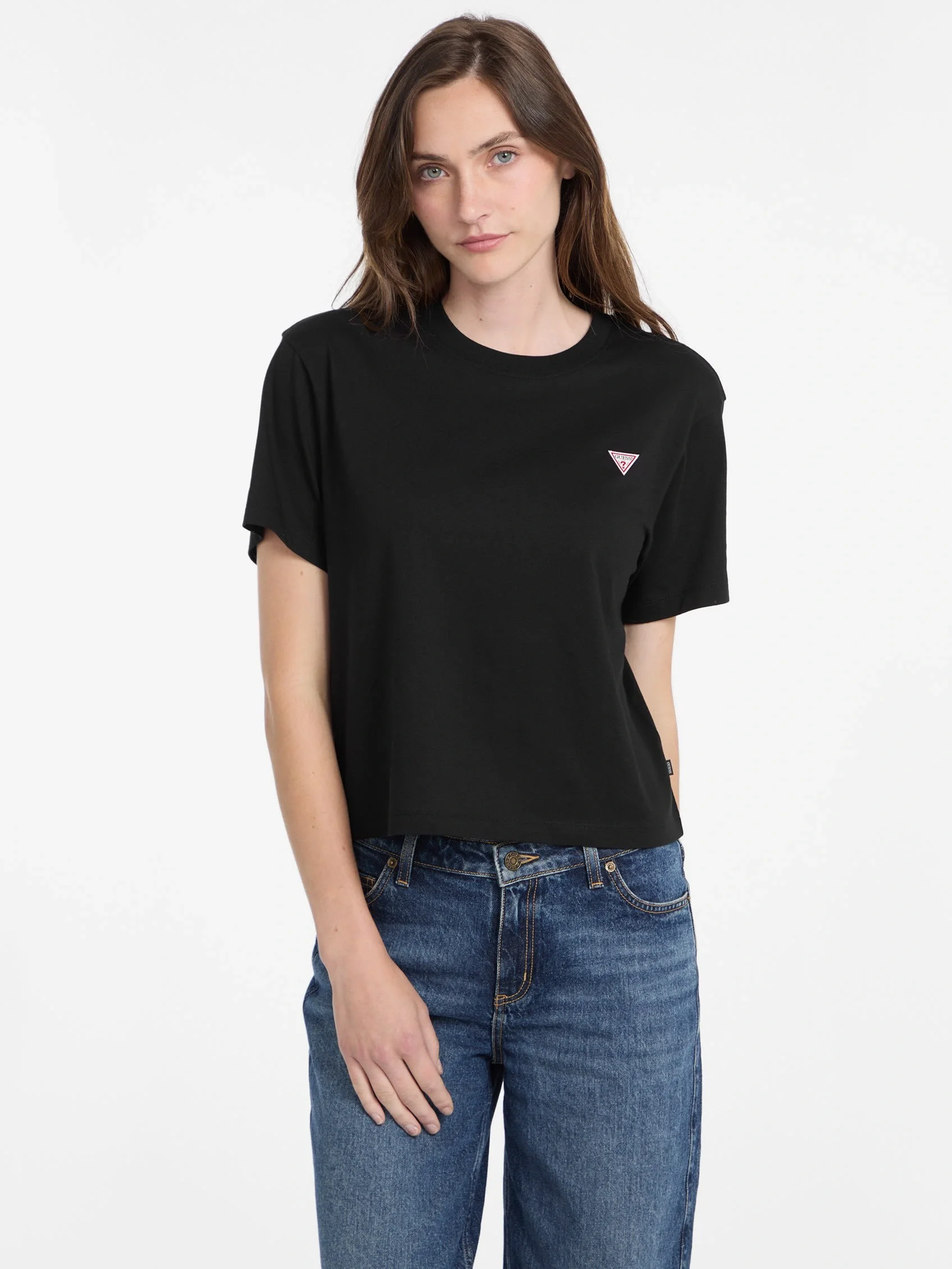 Guess Jeans Gj Ss Cn Boxy Kadın Siyah Boxy Fit T-Shirt W4YI05K8HM0-JBLK